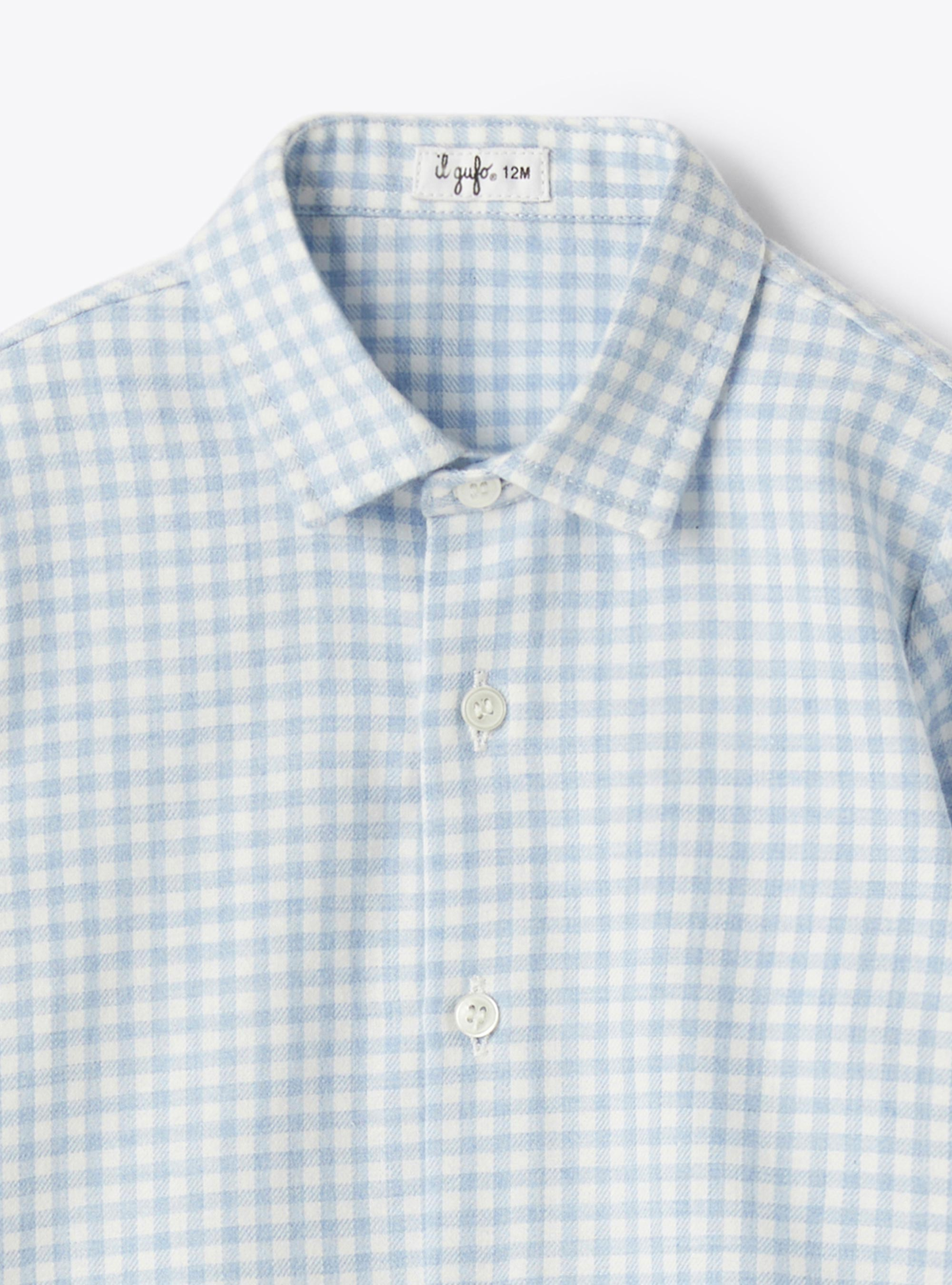 Flannel shirt with check pattern - Light blue | Il Gufo