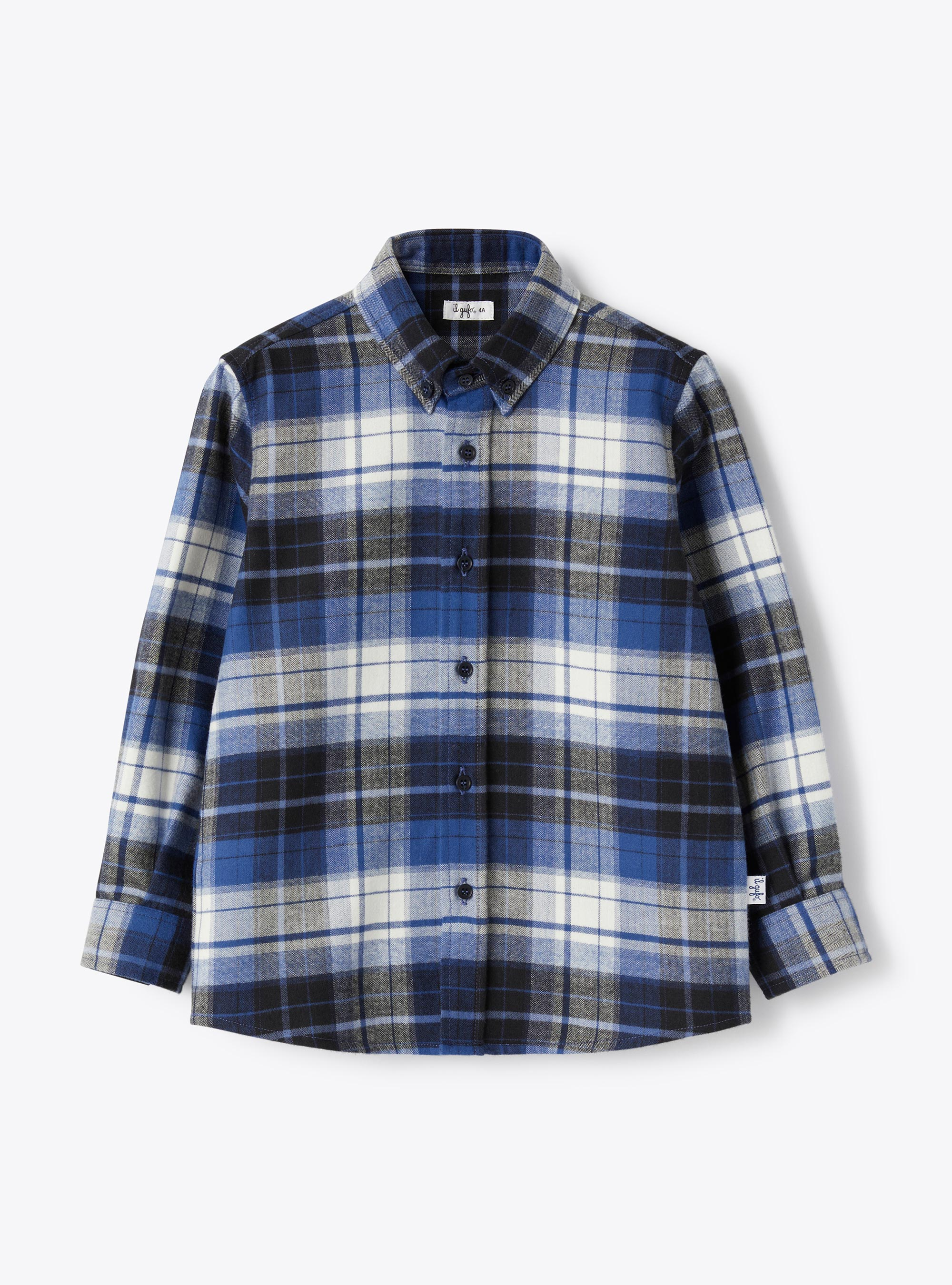 Cotton flannel shirt - Blue | Il Gufo