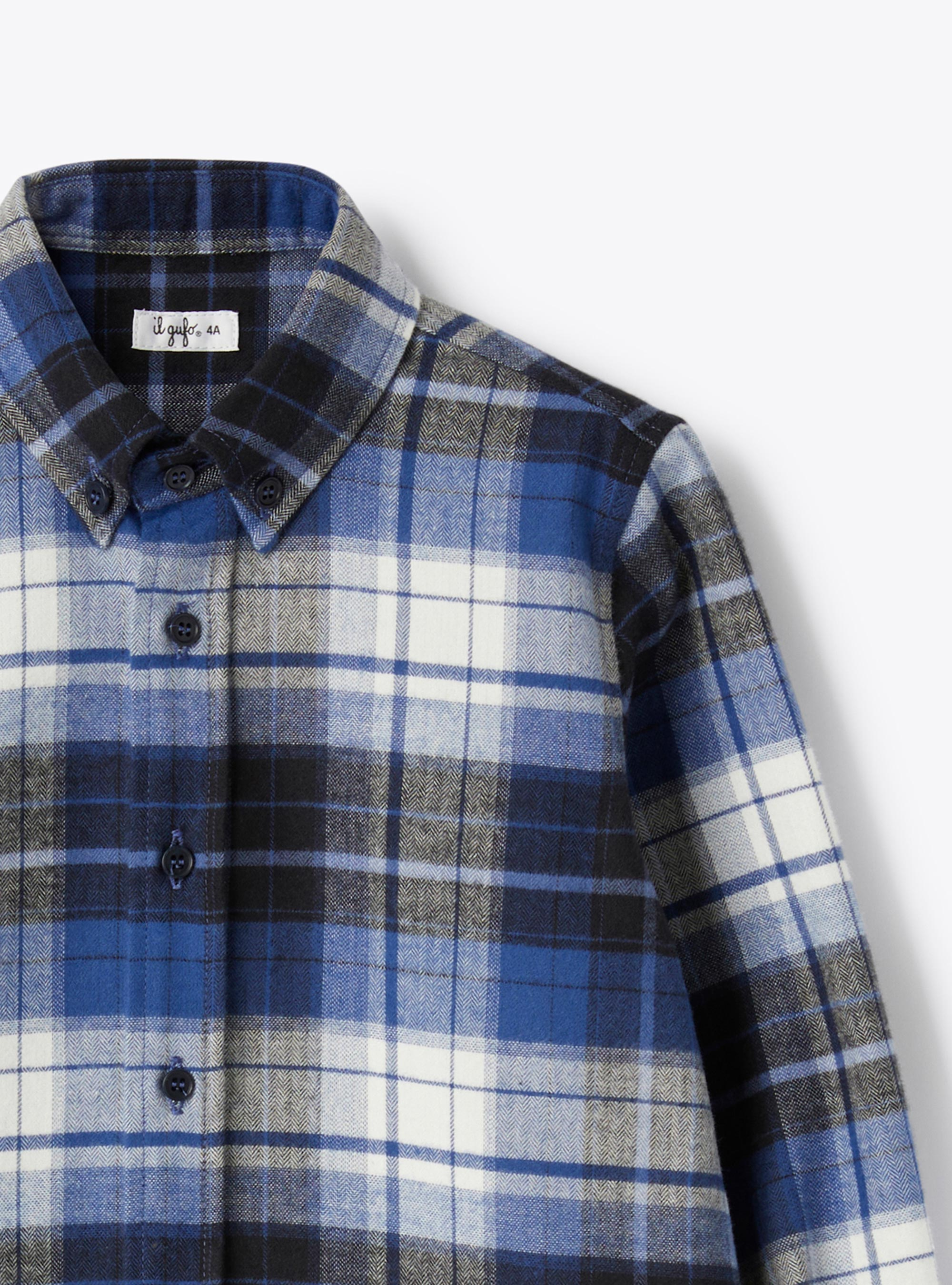 Cotton flannel shirt - Blue | Il Gufo