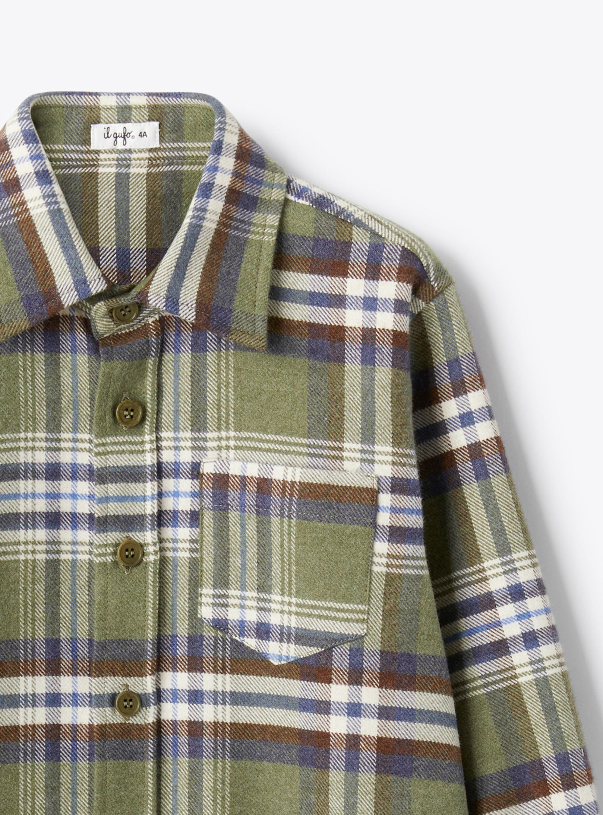 Cotton flannel shirt - Green | Il Gufo