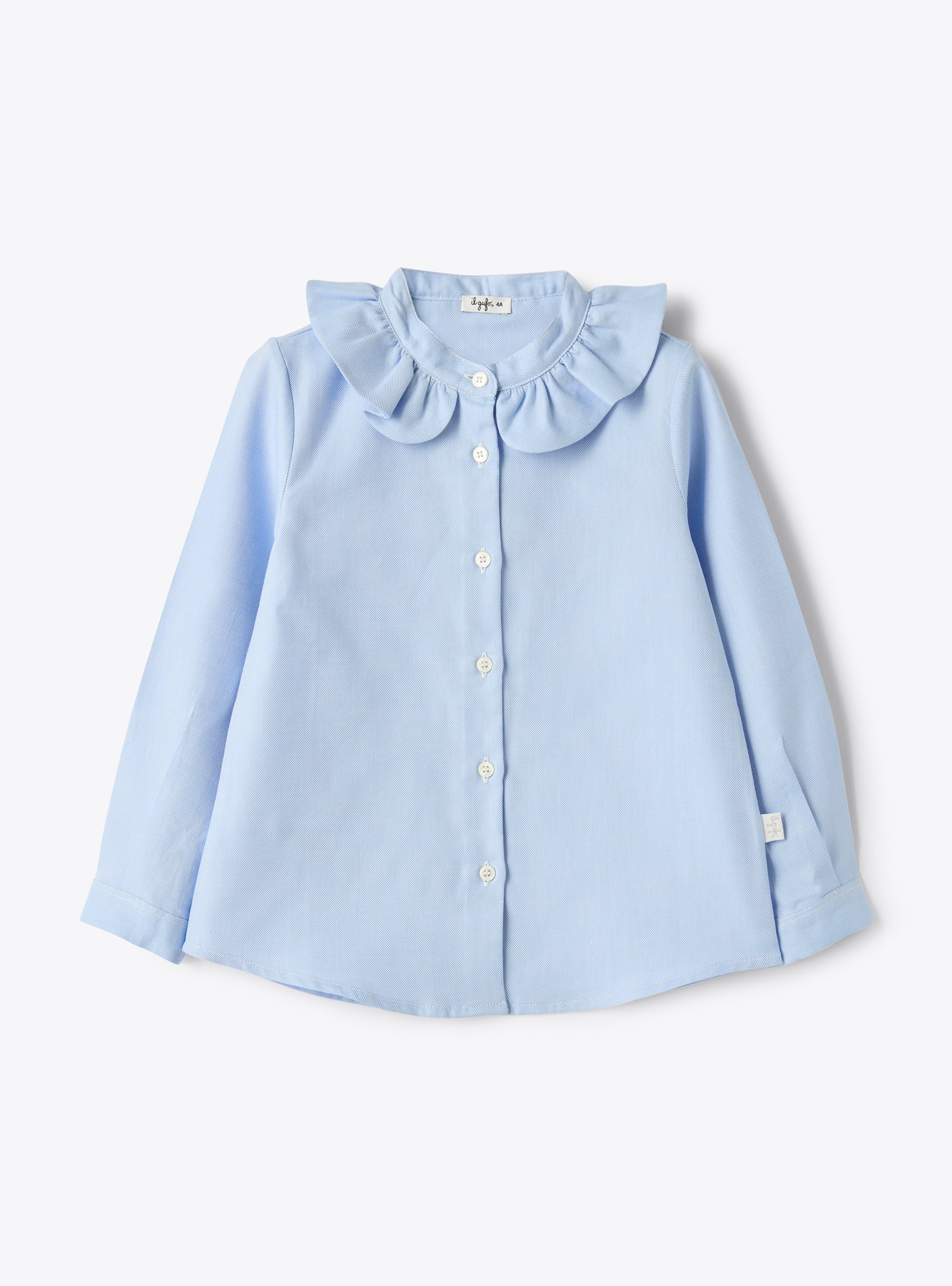 Shirt with ruffled collar - Light blue | Il Gufo