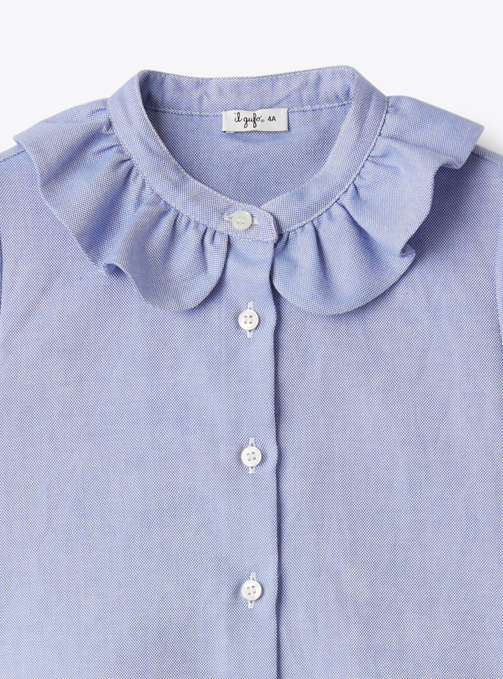 Shirt with ruffled collar - Blue | Il Gufo