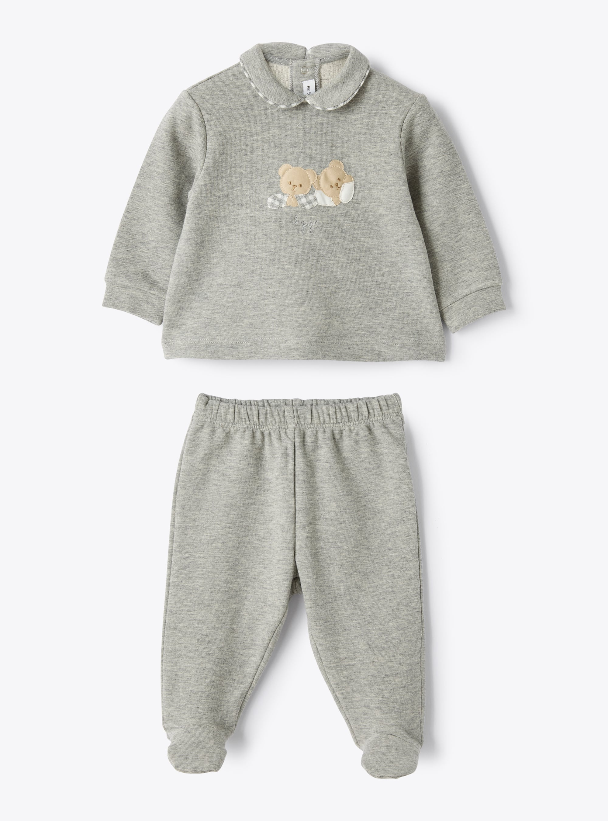 Two-piece cotton stretch fleece set - Grey | Il Gufo