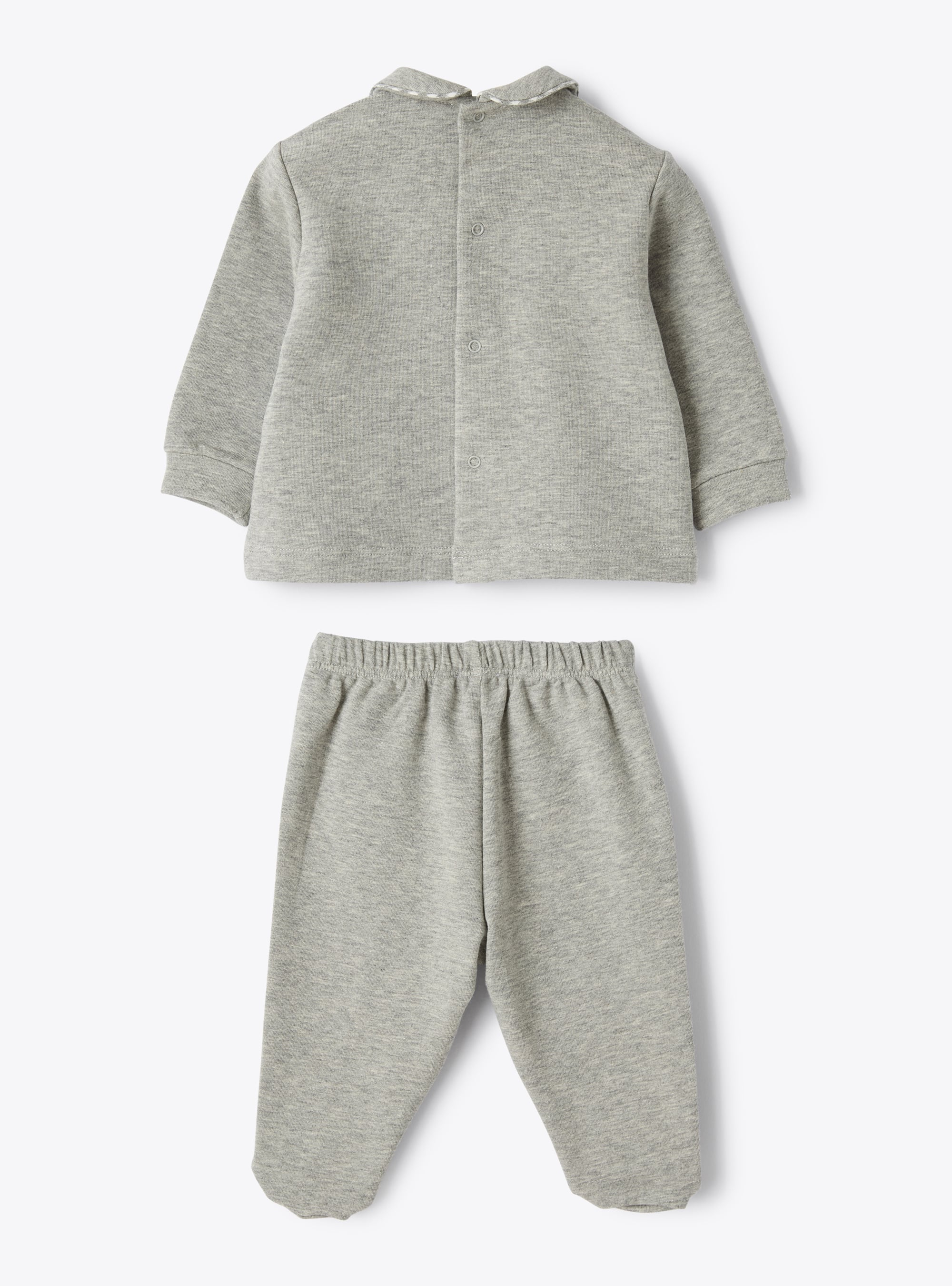 Two-piece cotton stretch fleece set - Grey | Il Gufo