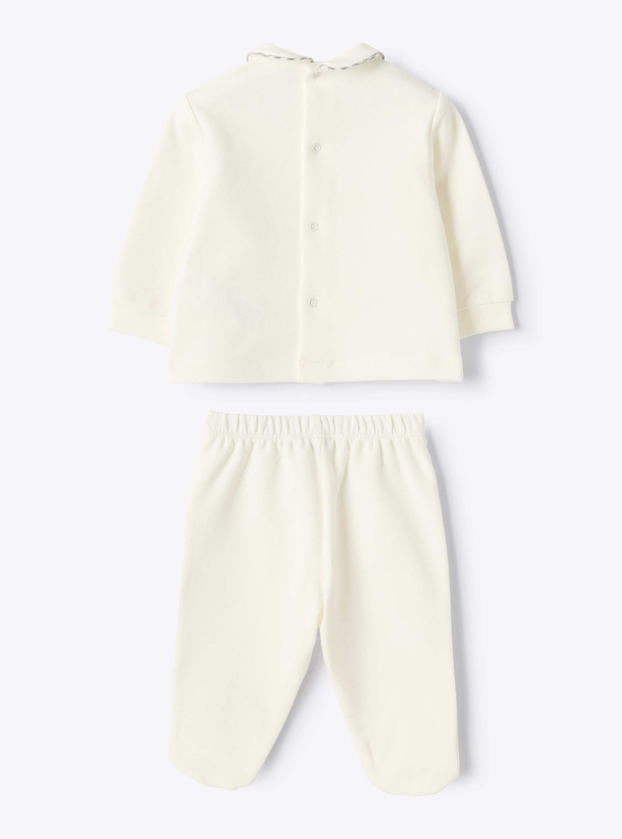 Two-piece cotton stretch fleece set - White | Il Gufo