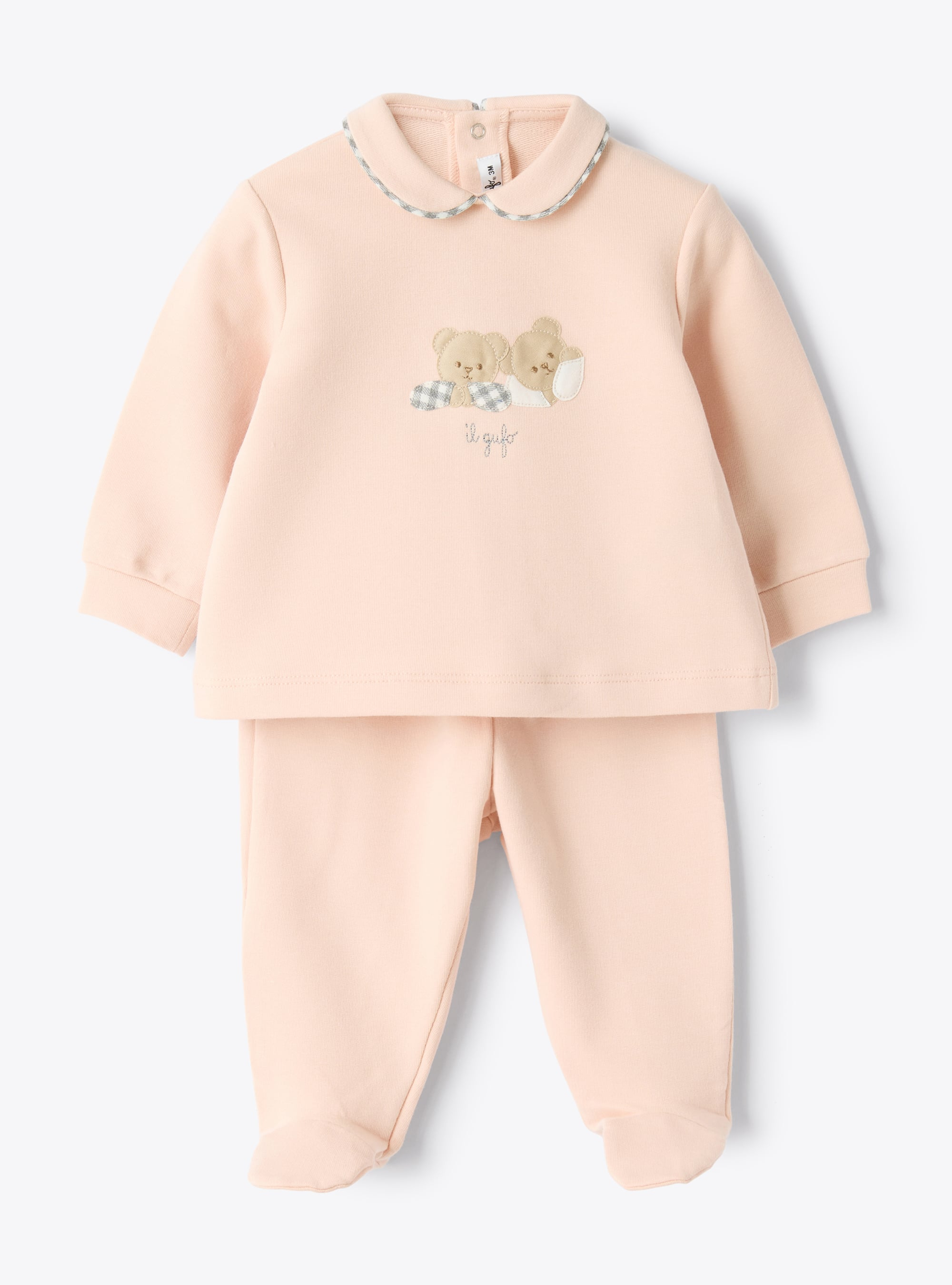 Two-piece cotton stretch fleece set - Pink | Il Gufo