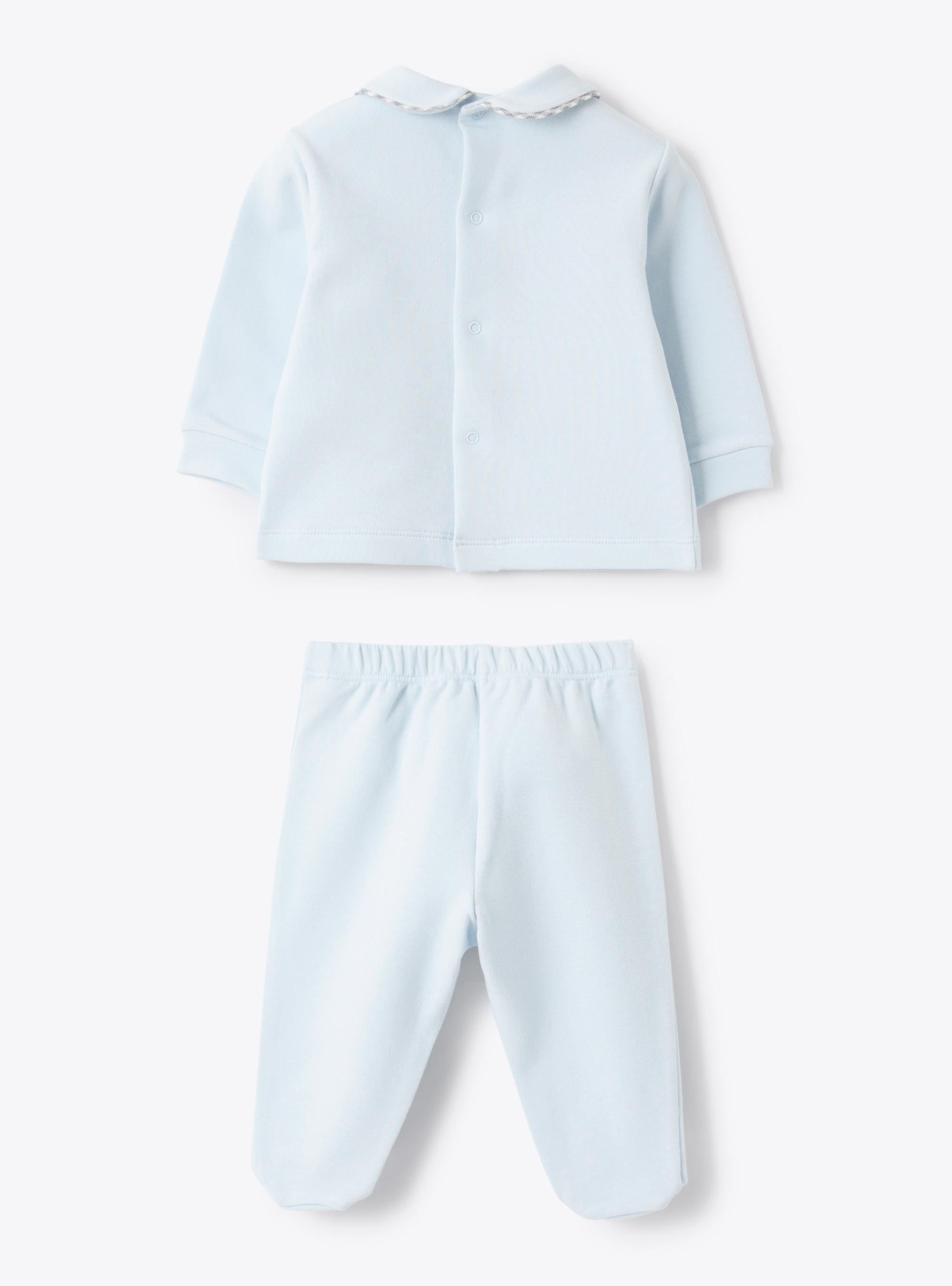 Two-piece cotton stretch fleece set - Light blue | Il Gufo