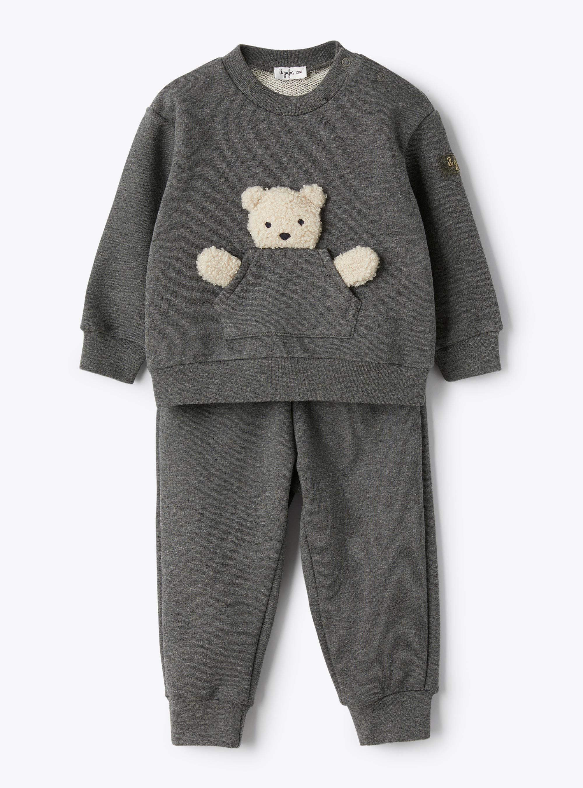 Fleece set with appliqué - Grey | Il Gufo