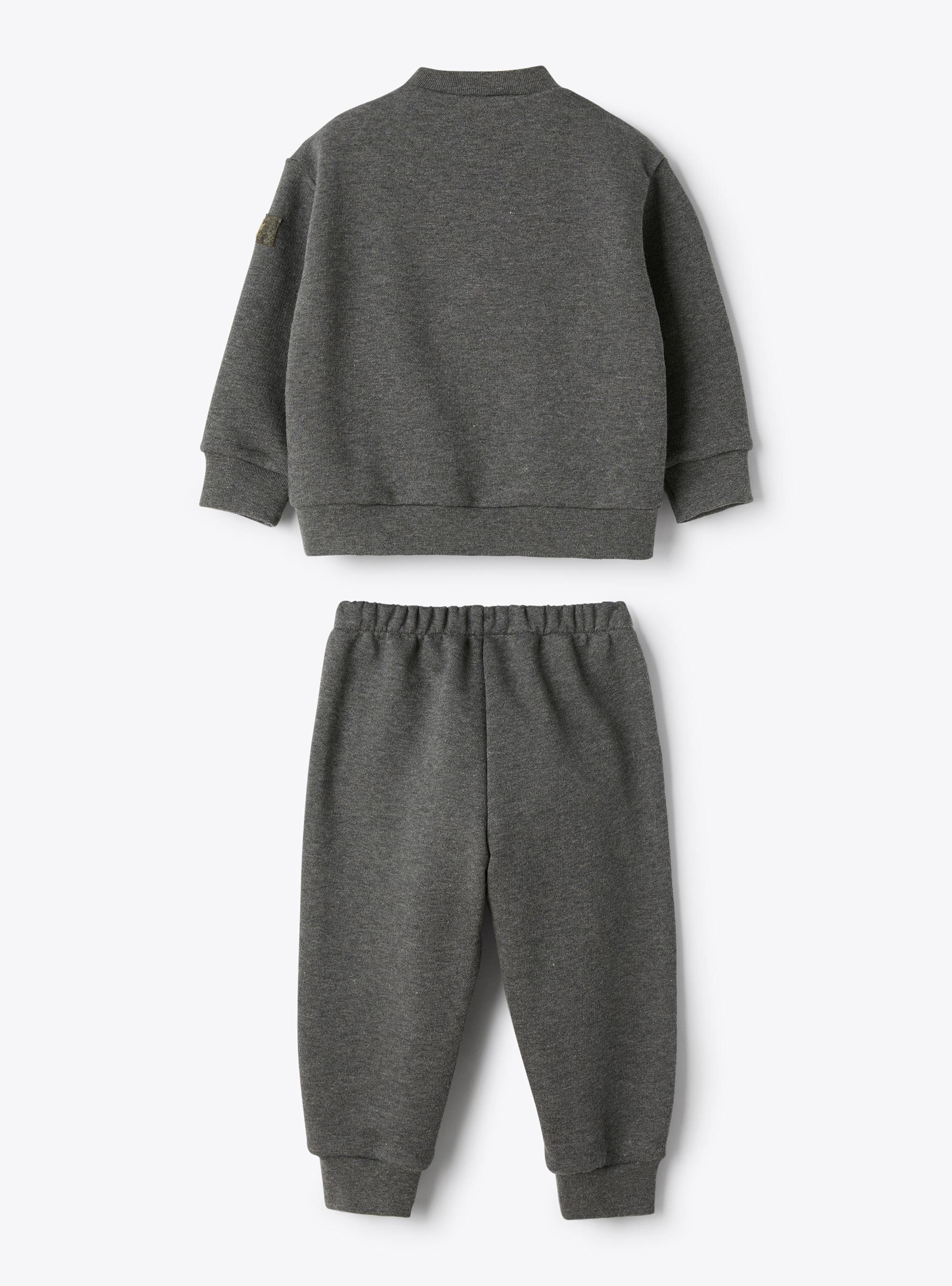 Fleece set with appliqué - Grey | Il Gufo