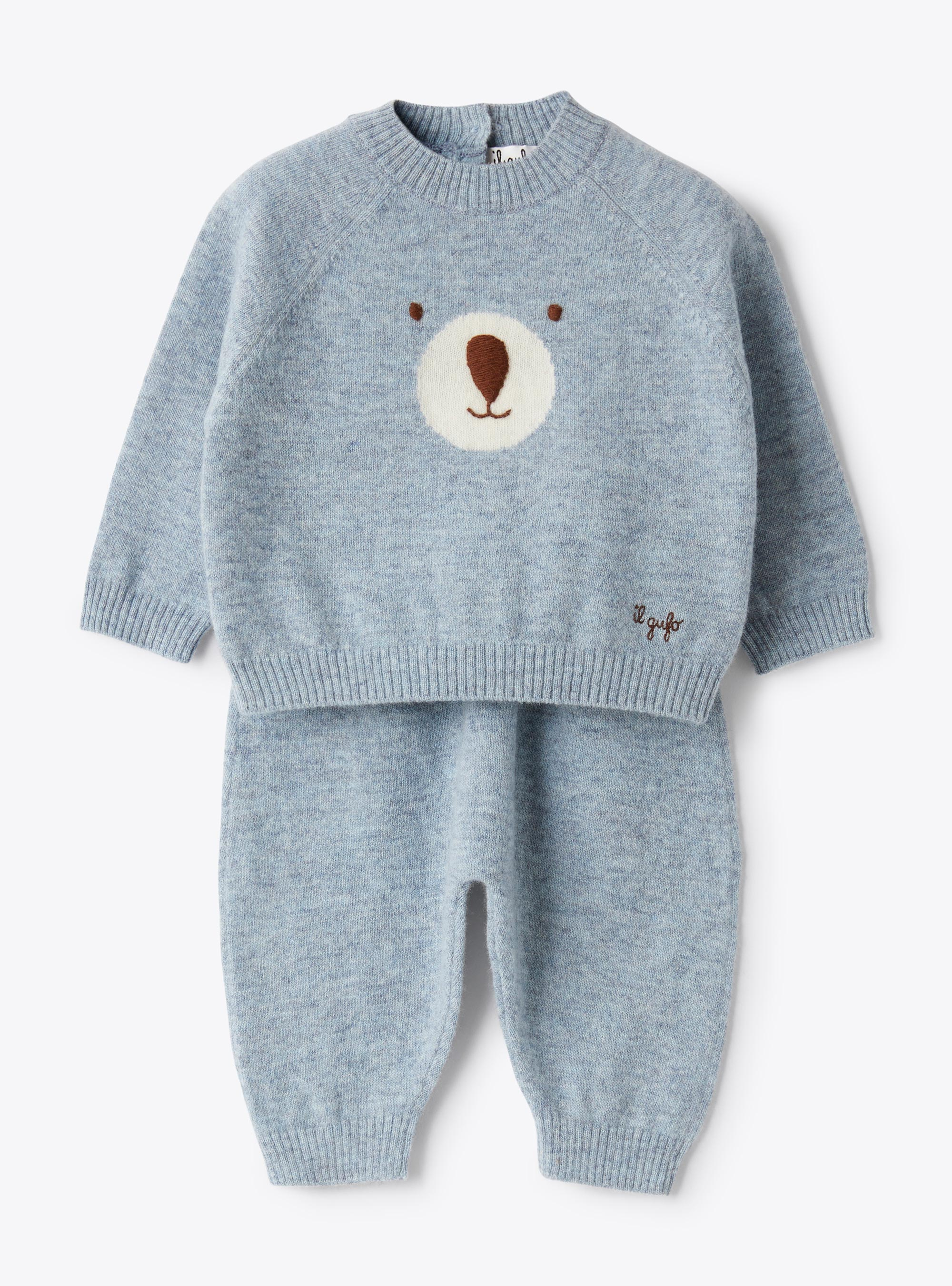 Wool two-piece set - Light blue | Il Gufo