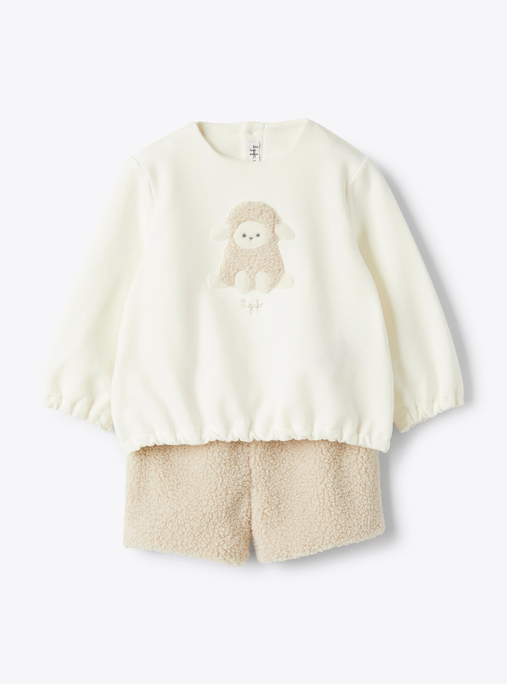 Cotton fleece and curly fabric set. - White | Il Gufo