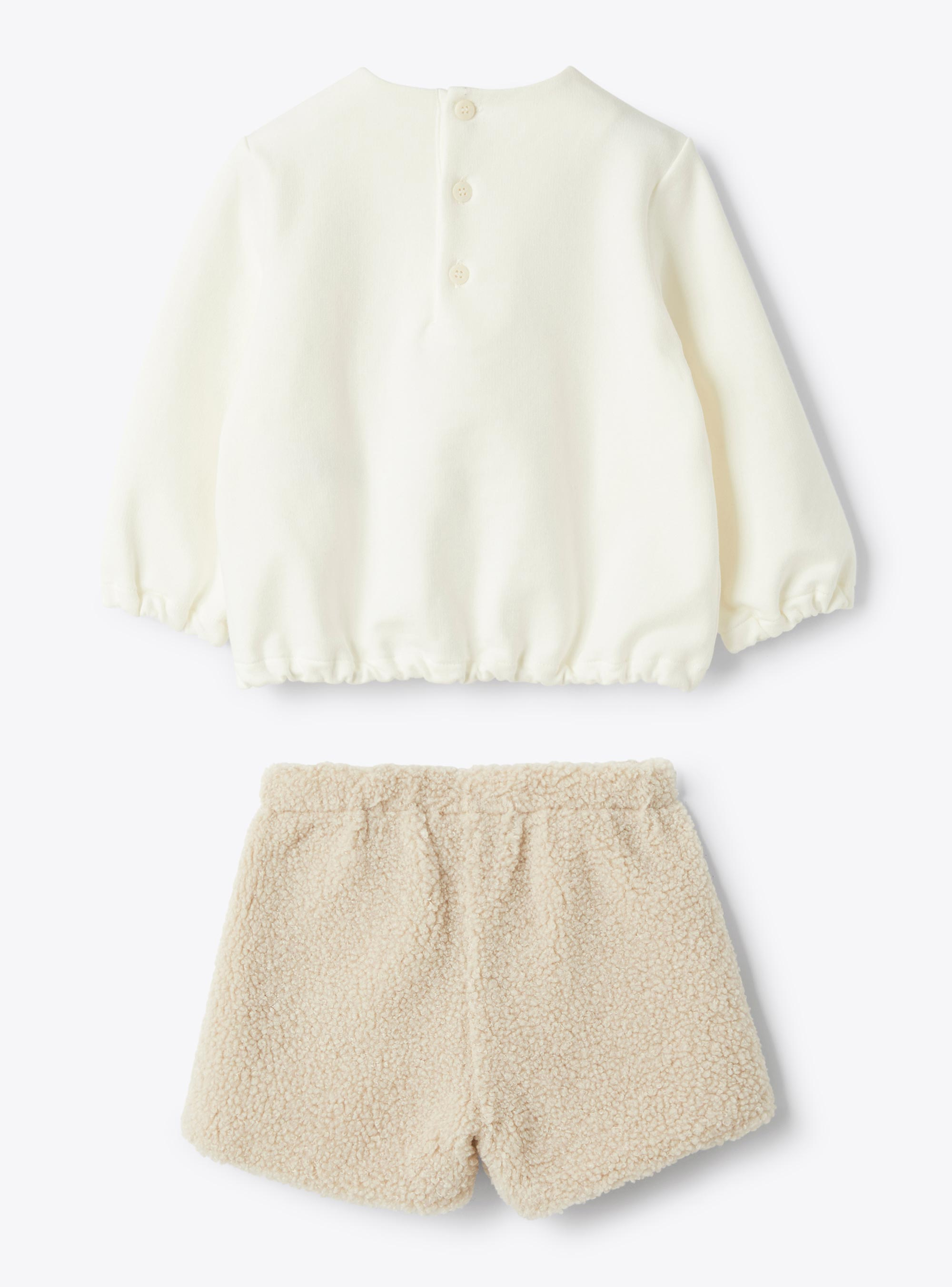 Cotton fleece and curly fabric set. - White | Il Gufo