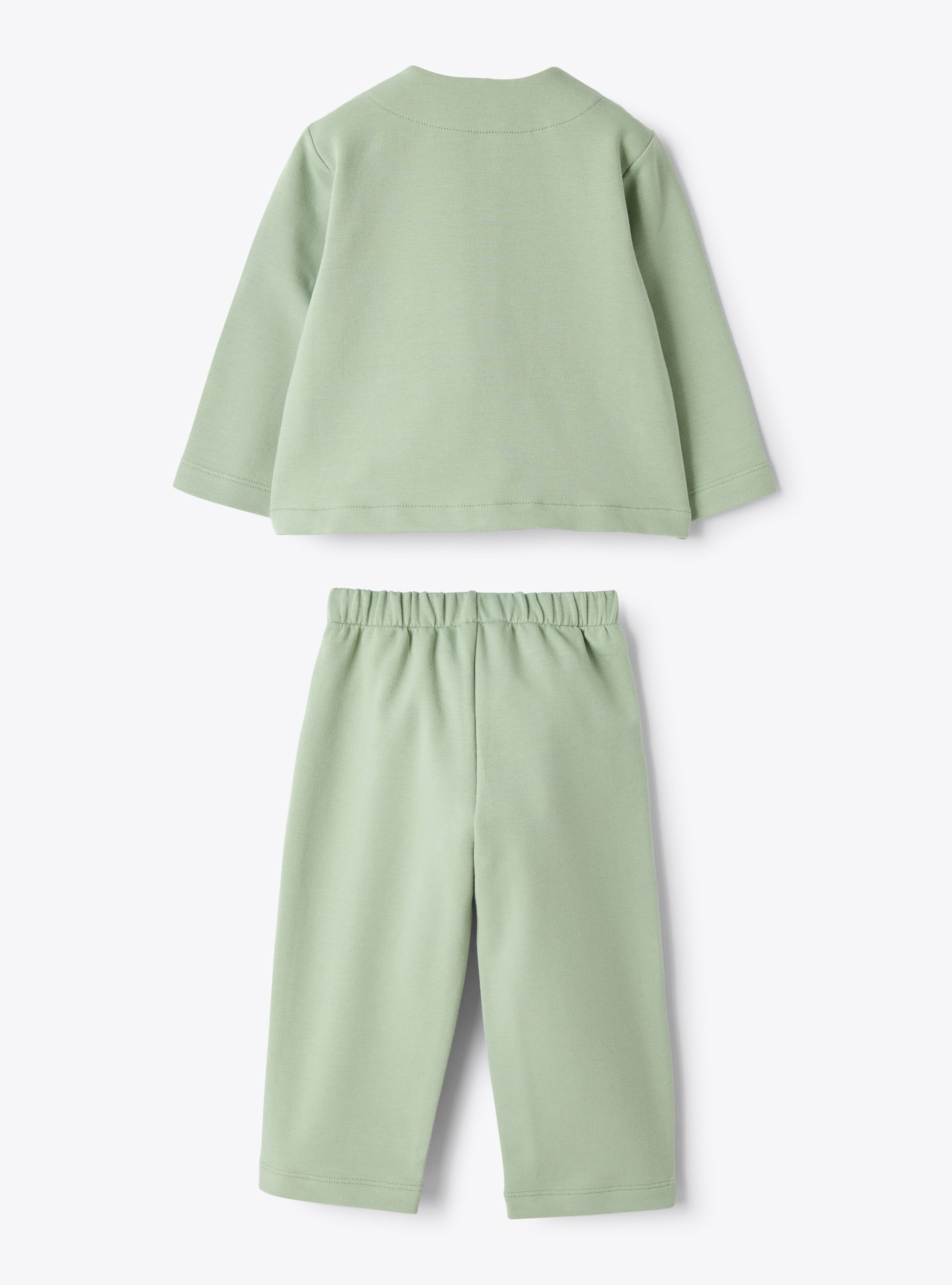 Stretch cotton fleece set with appliqué - Green | Il Gufo