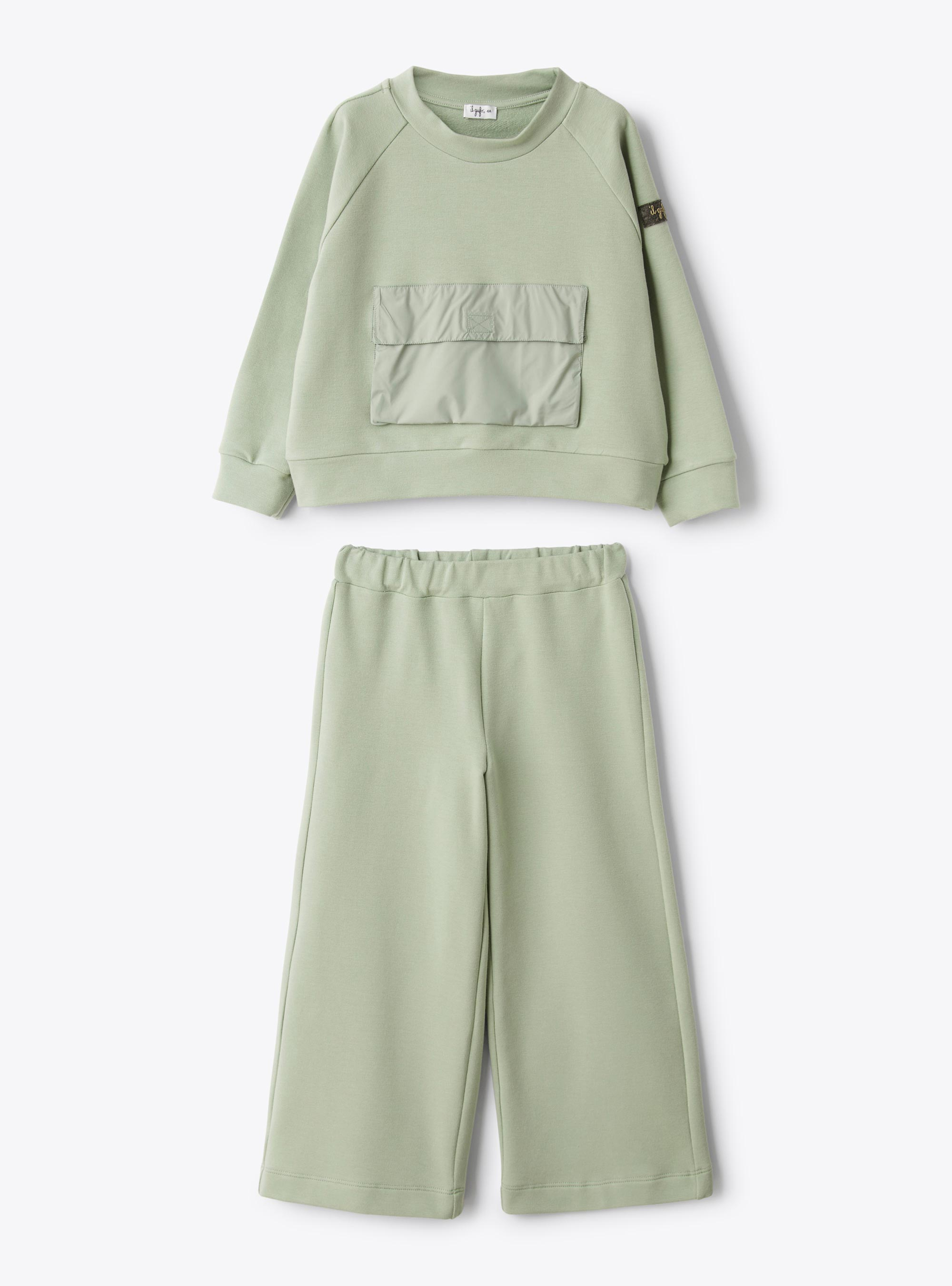 Two-piece set with patch pocket - Green | Il Gufo