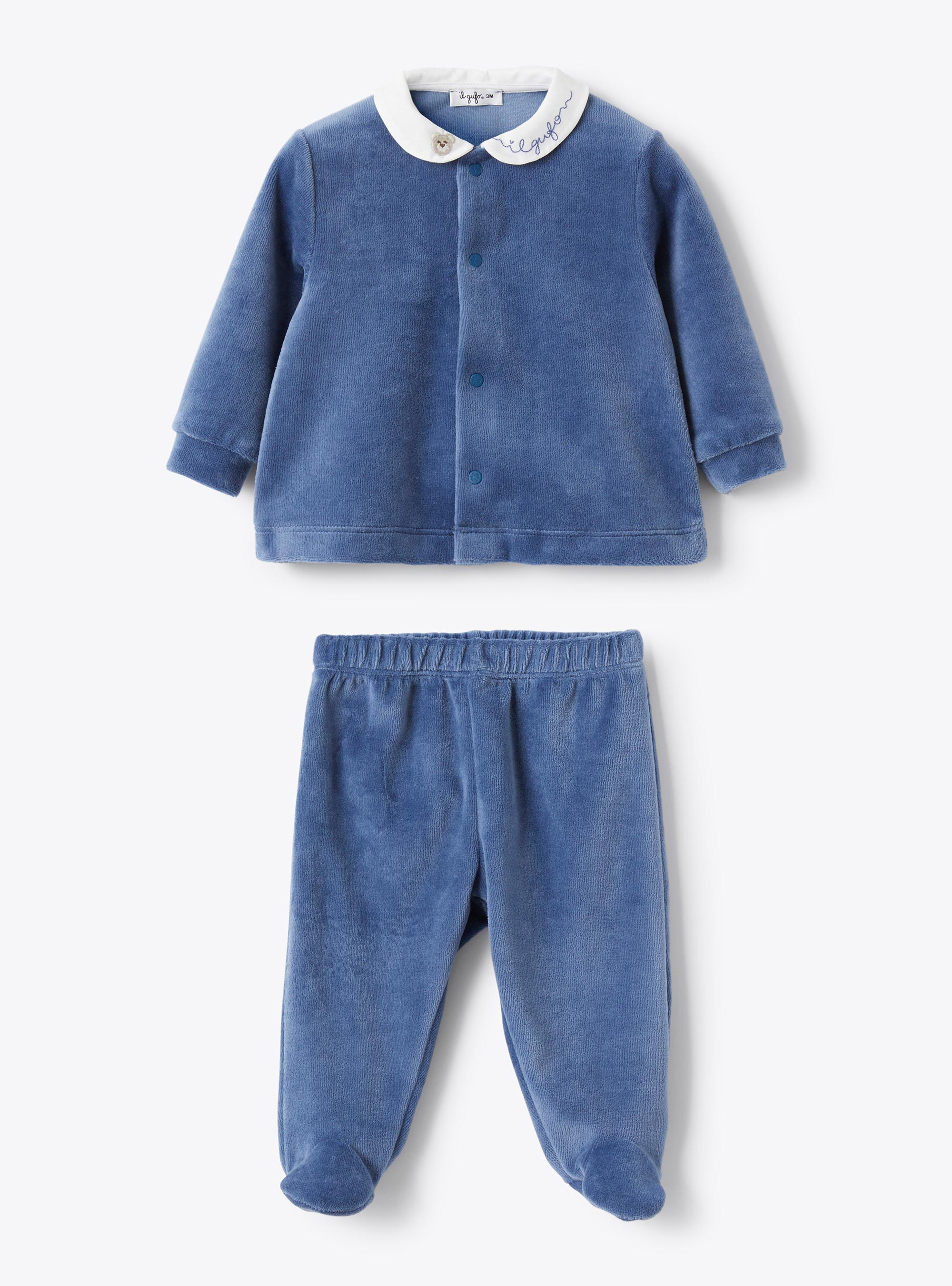 Two-piece chenille set - Blue | Il Gufo