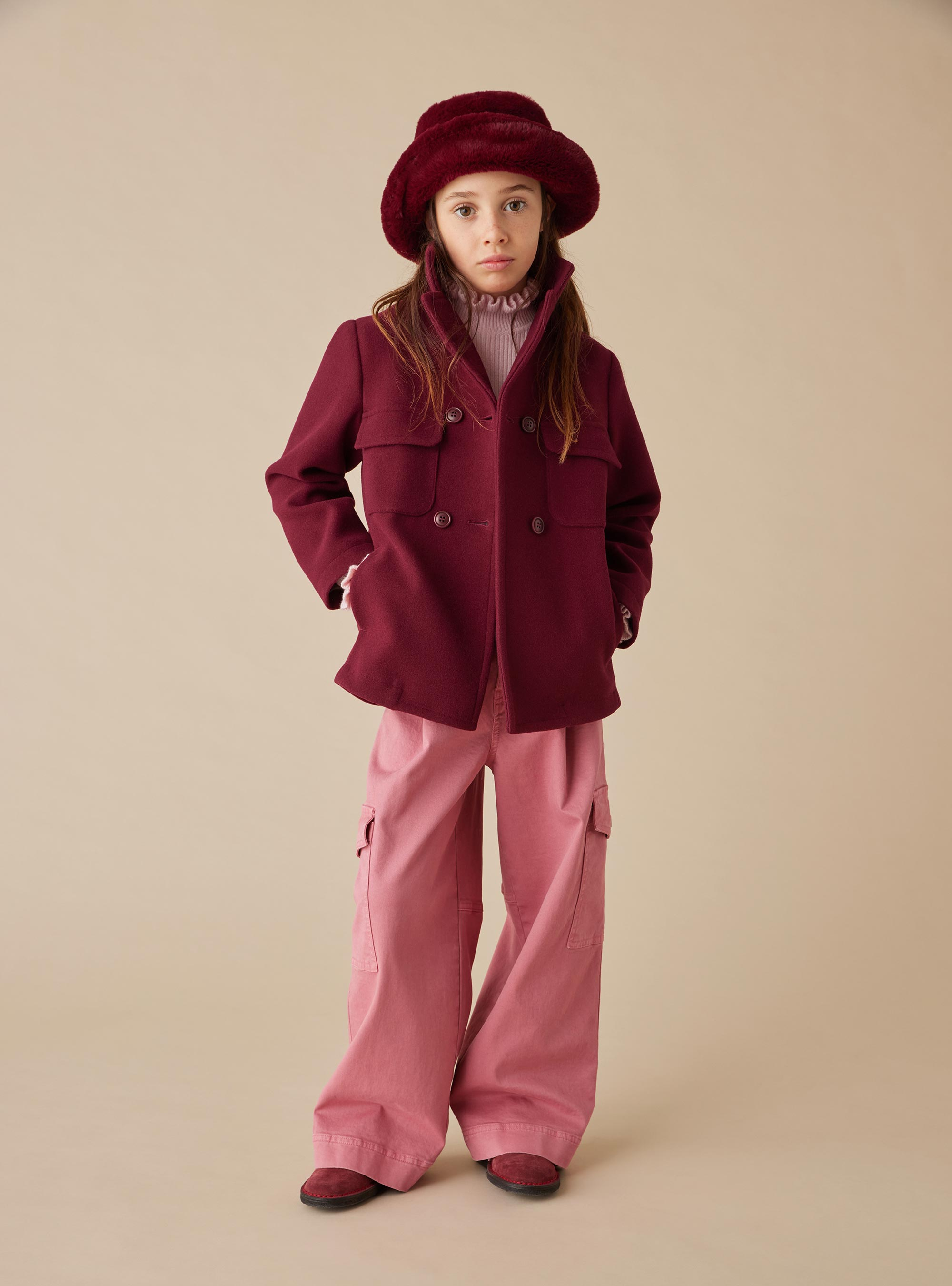 Chapeau bucket en fausse fourrure - Rouge | Il Gufo