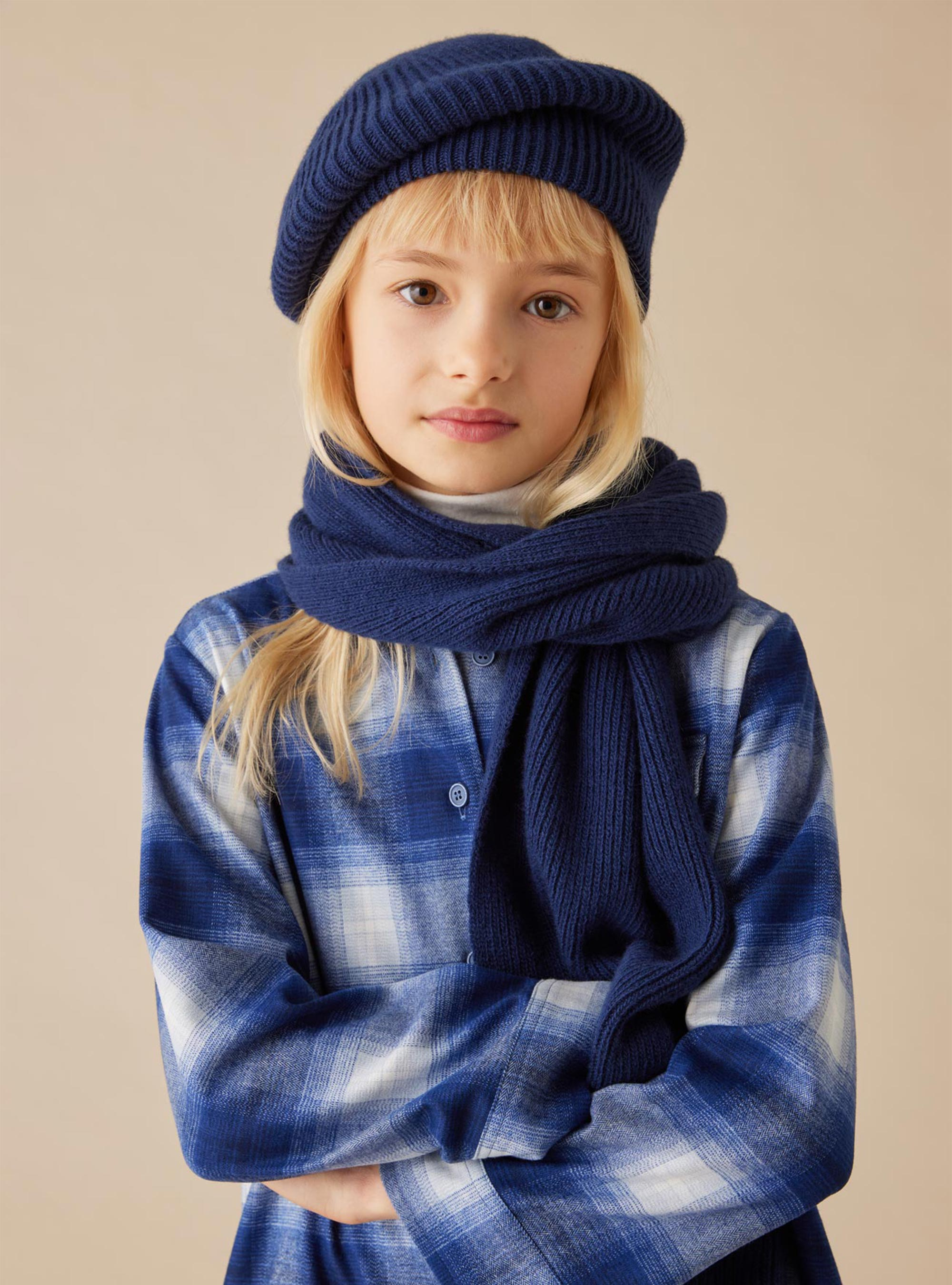 Merino wool beret - Blue | Il Gufo