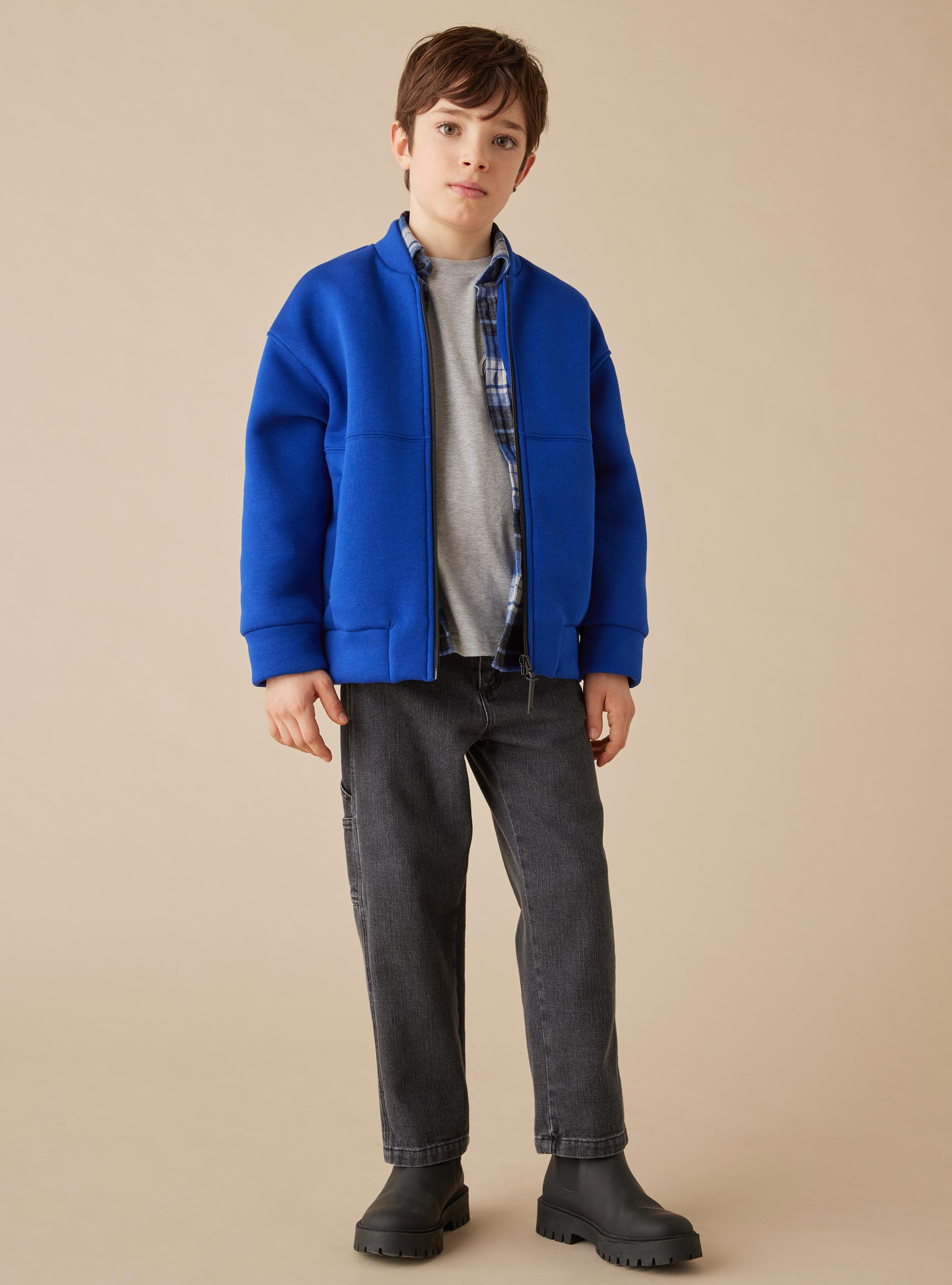 Fleece bomber jacket - Blue | Il Gufo