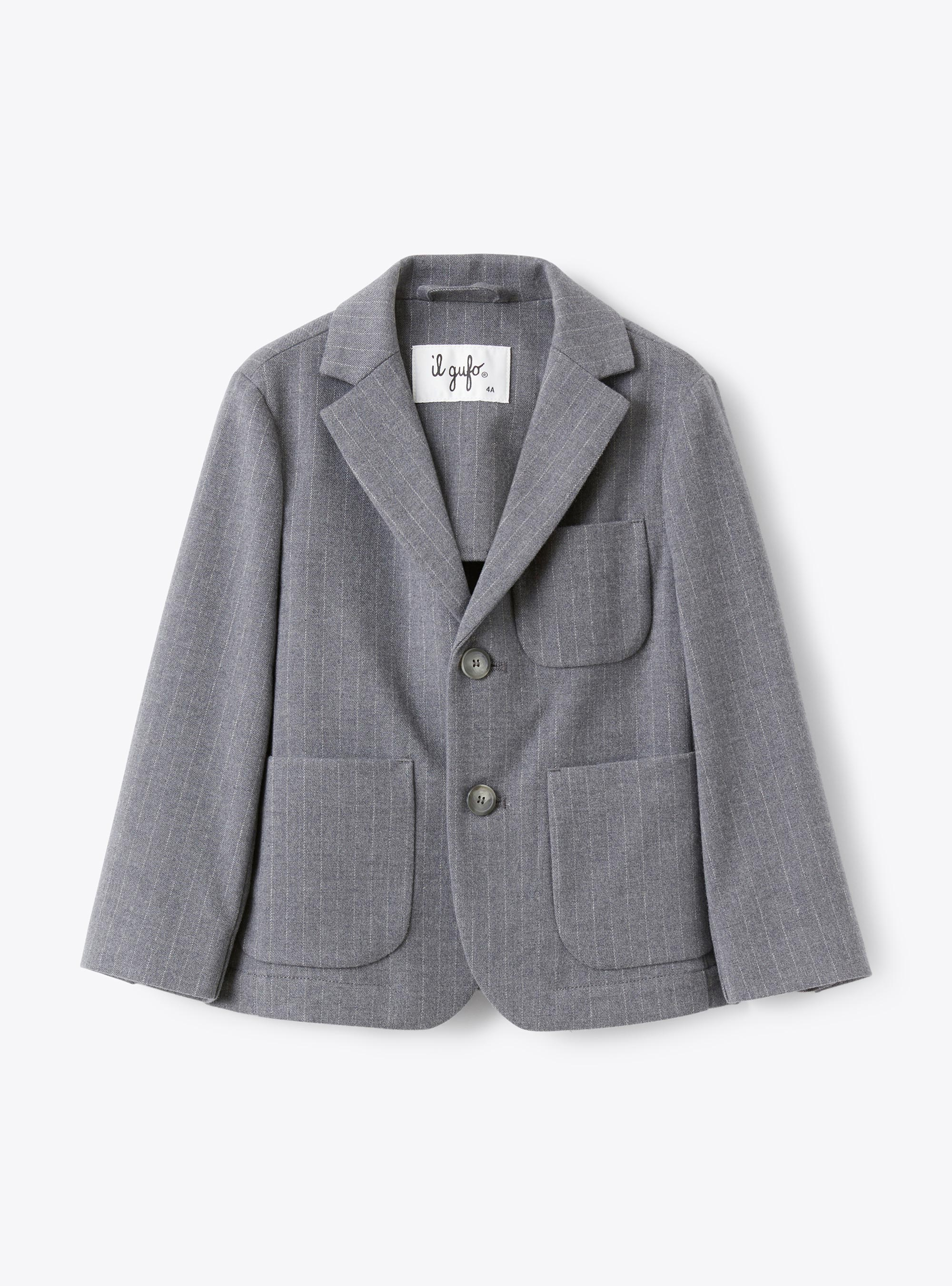 Pinstripe techno-wool blazer - Grey | Il Gufo