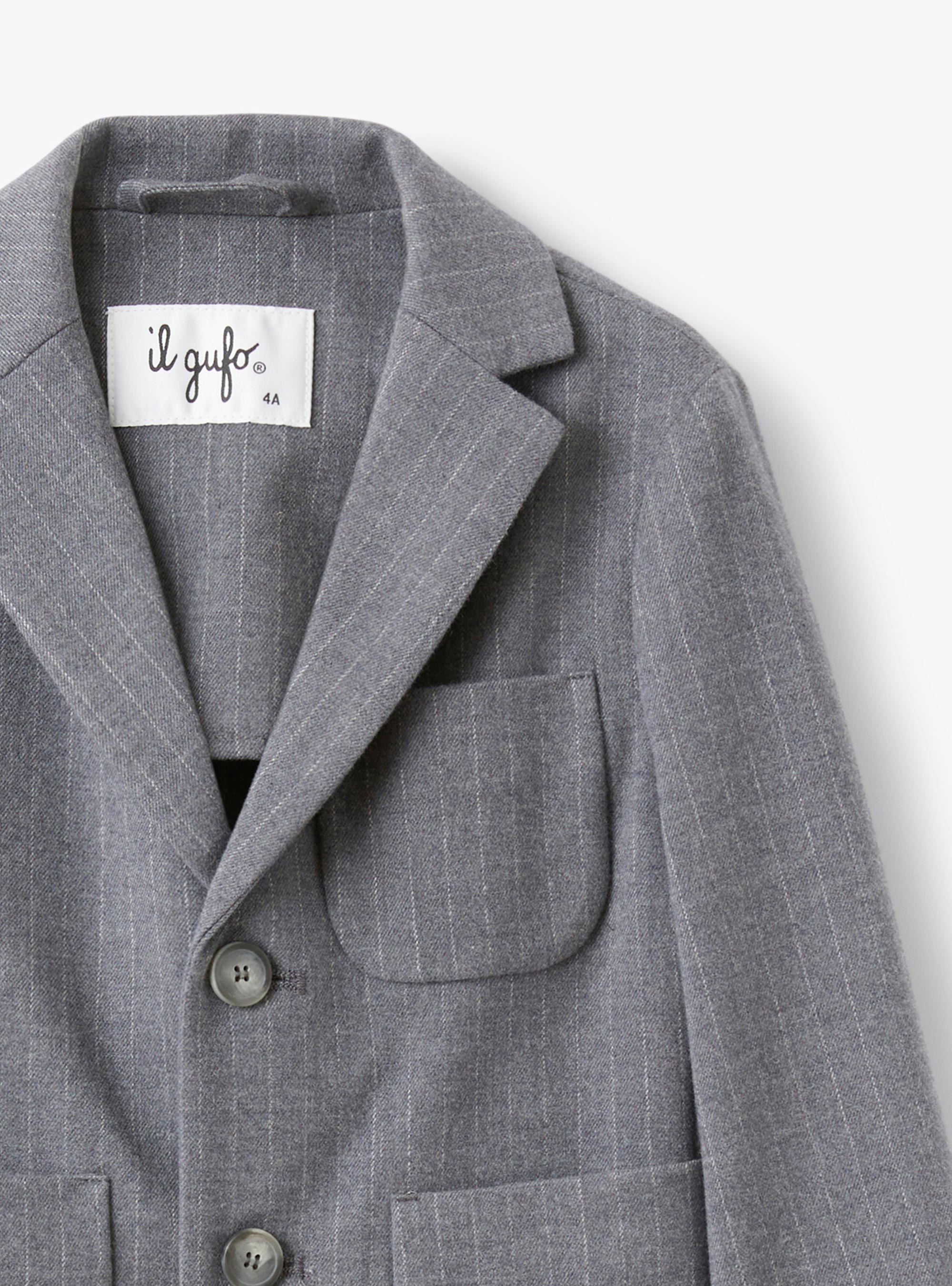 Pinstripe techno-wool blazer - Grey | Il Gufo