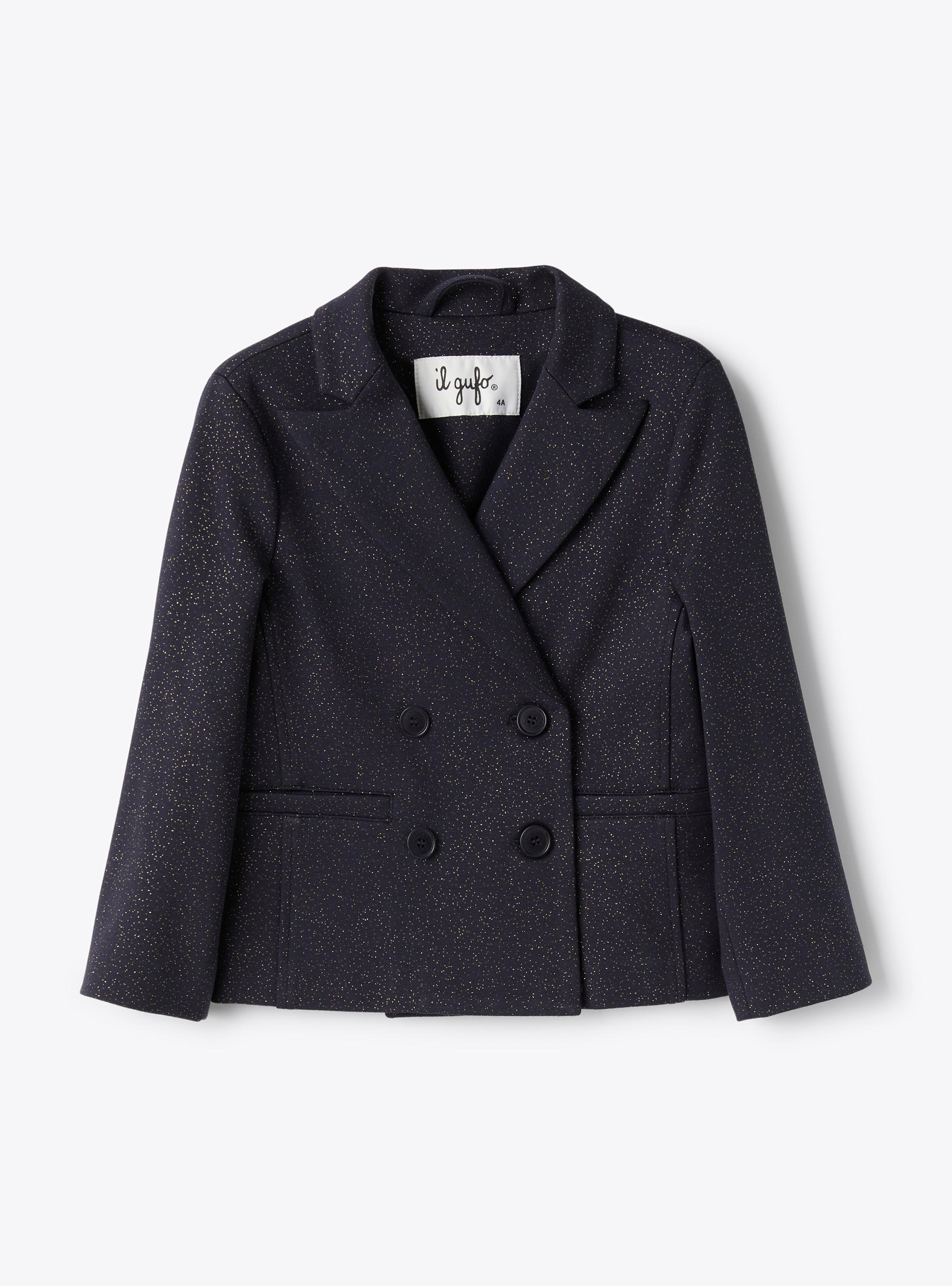 Zweireihiger Blazer aus Milano-Ripp - Blau | Il Gufo