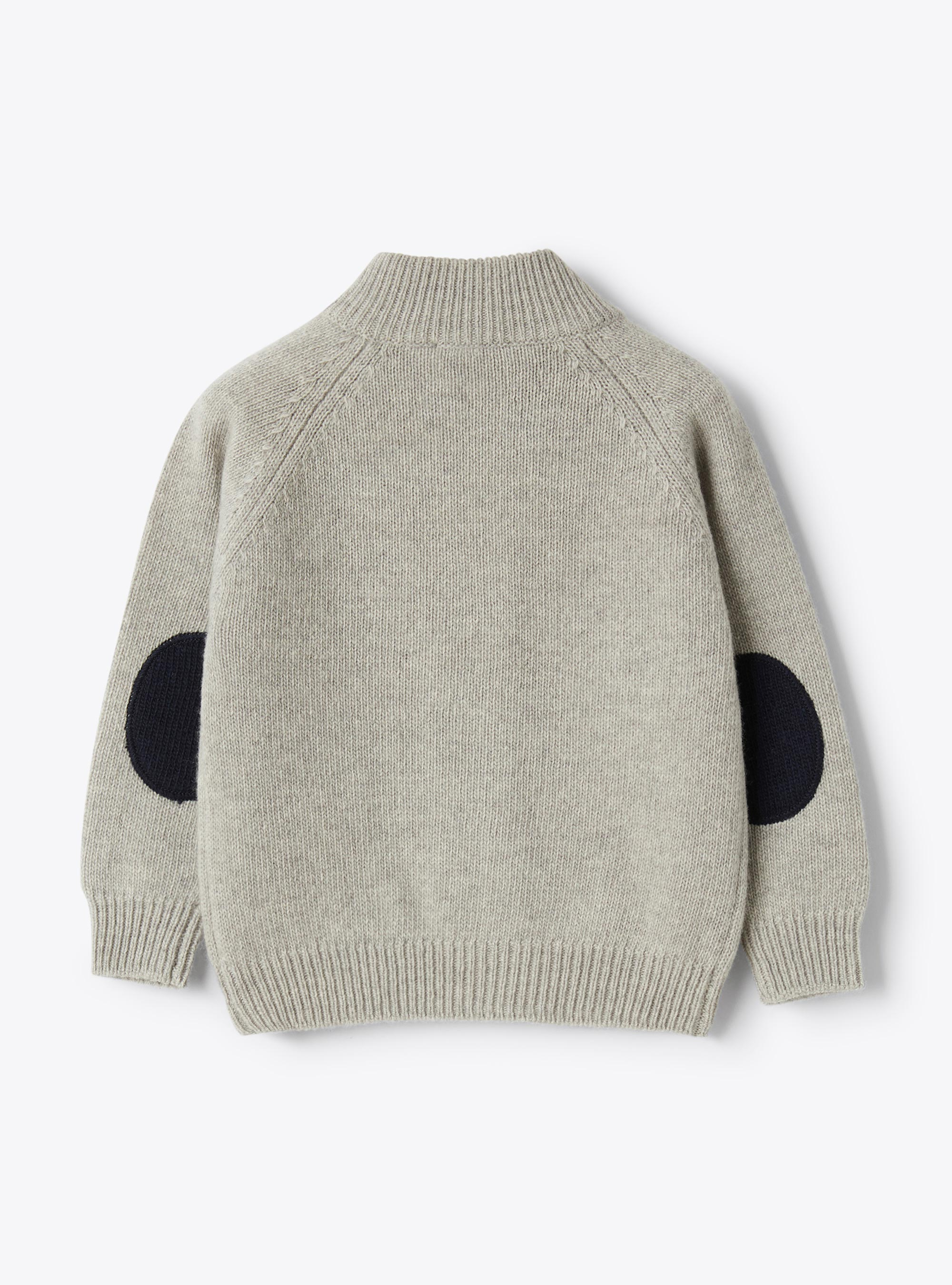 Cardigan in lana full zip - Grigio | Il Gufo