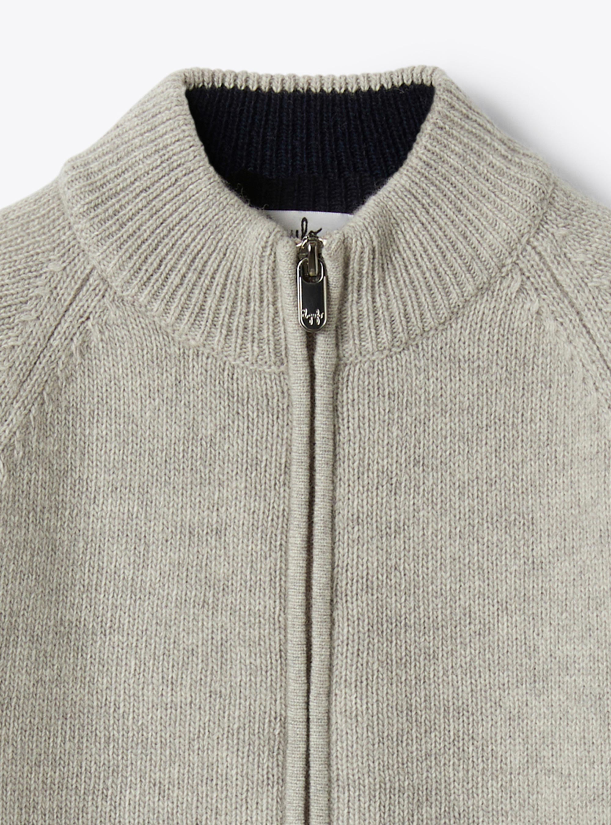 Cardigan in lana full zip - Grigio | Il Gufo