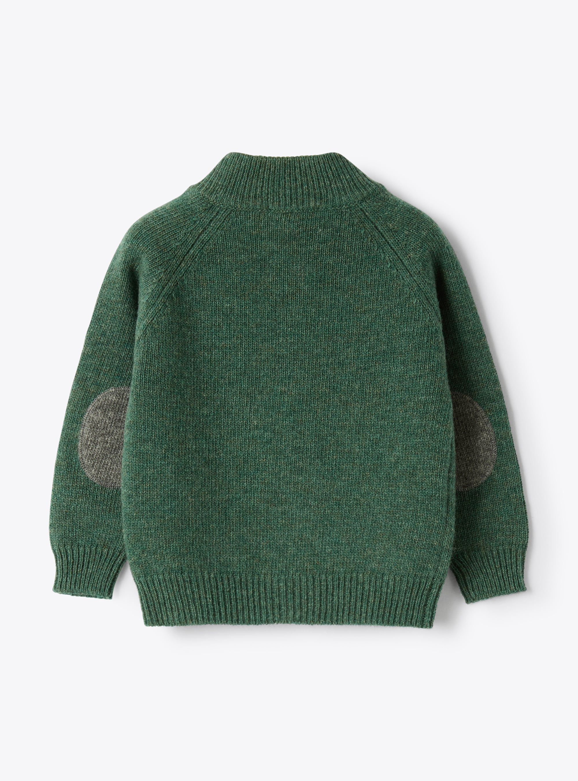 Cardigan in lana full zip - Verde | Il Gufo