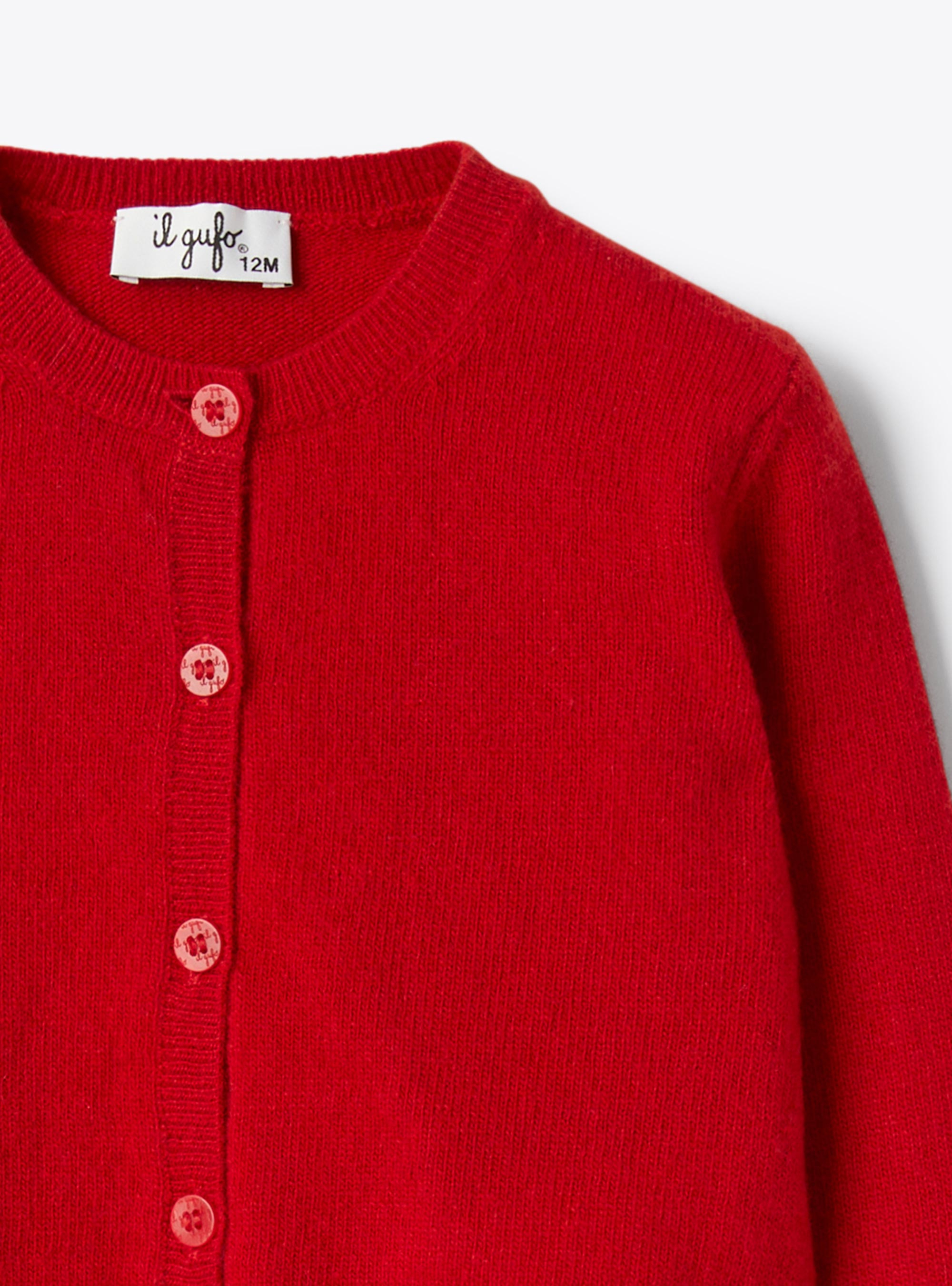 Cardigan in lana - Rosso | Il Gufo