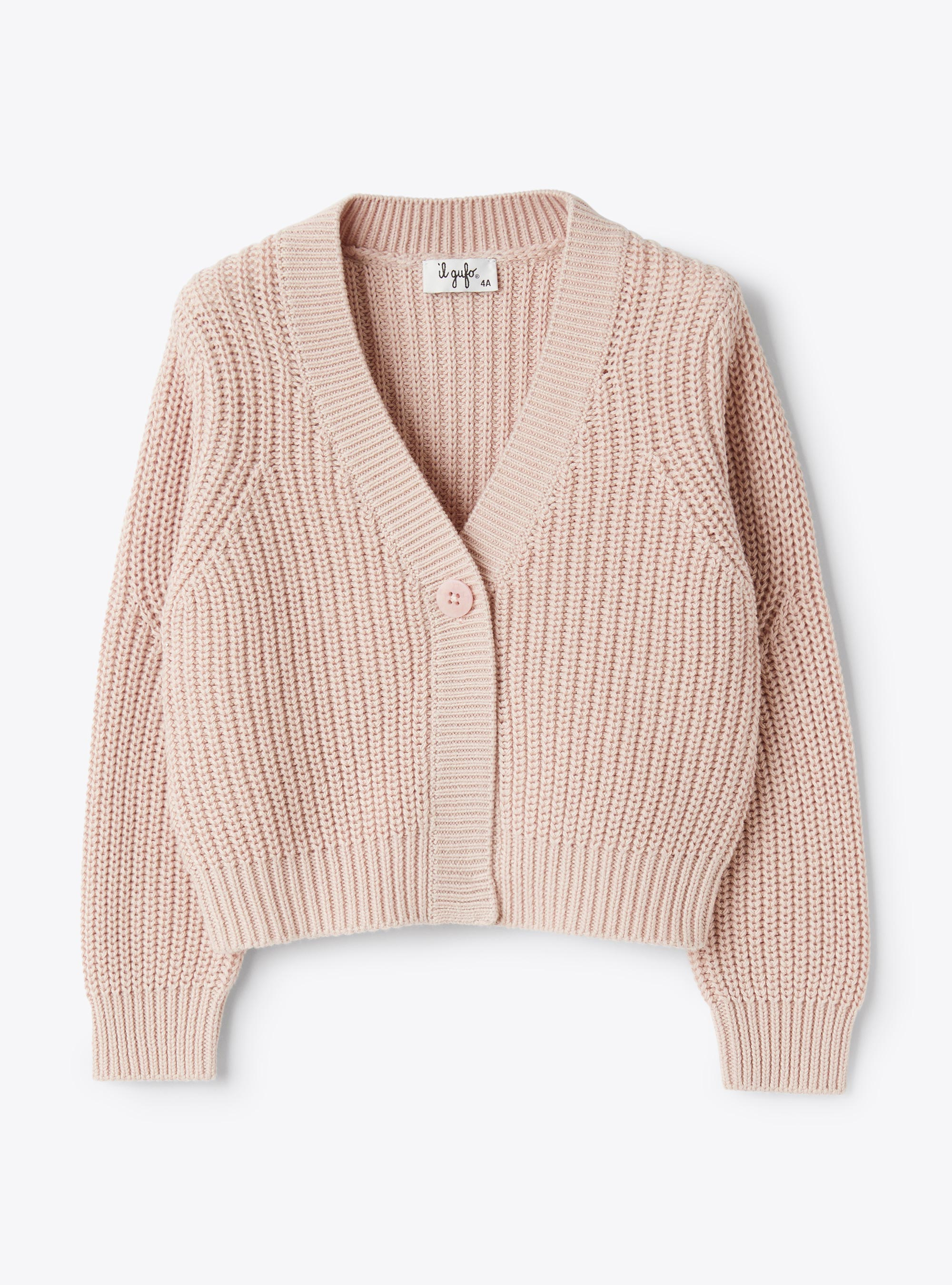 Cardigan in cotone organico - Rosa | Il Gufo