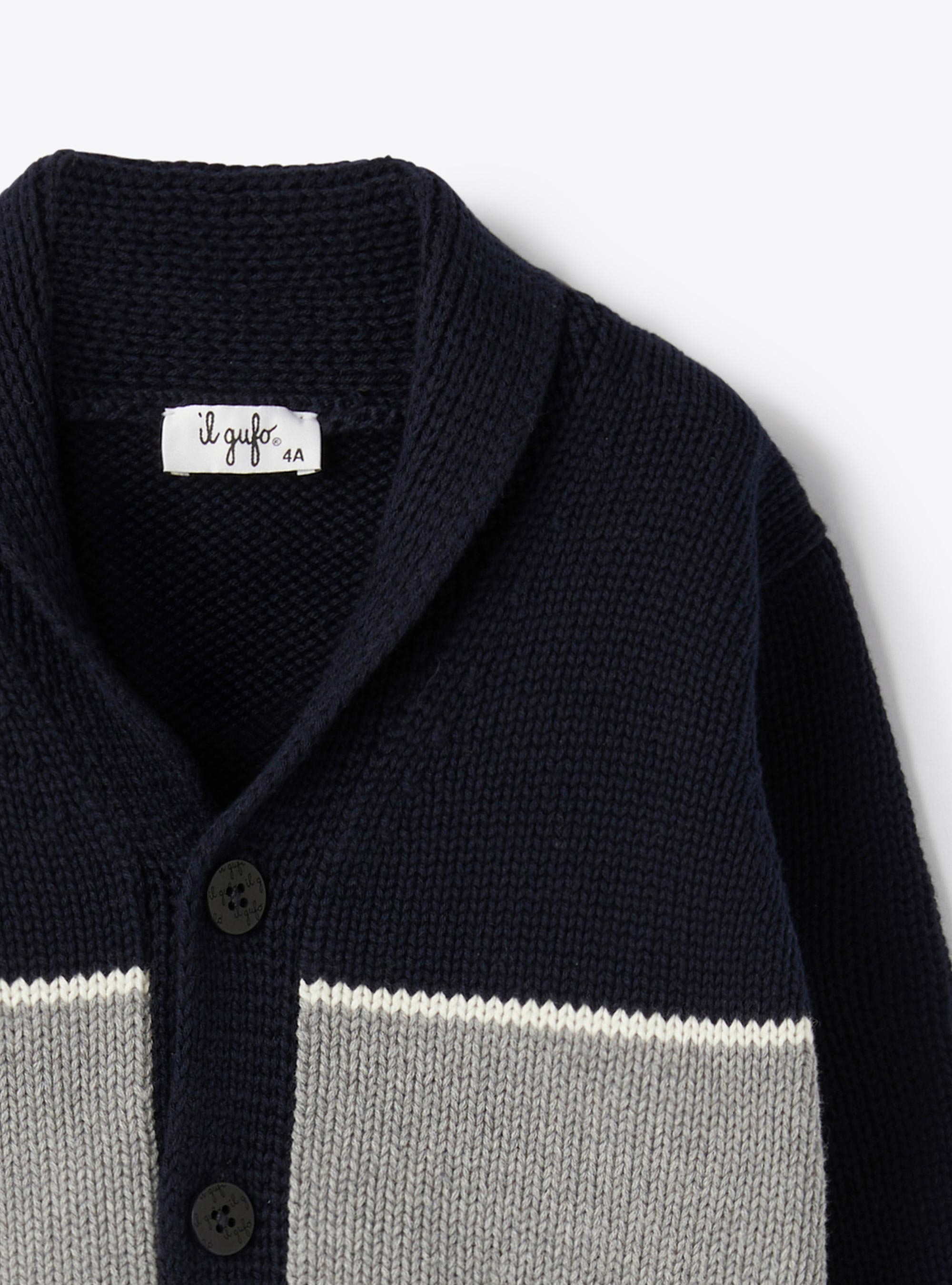 Cardigan in cotone organico - Blu | Il Gufo