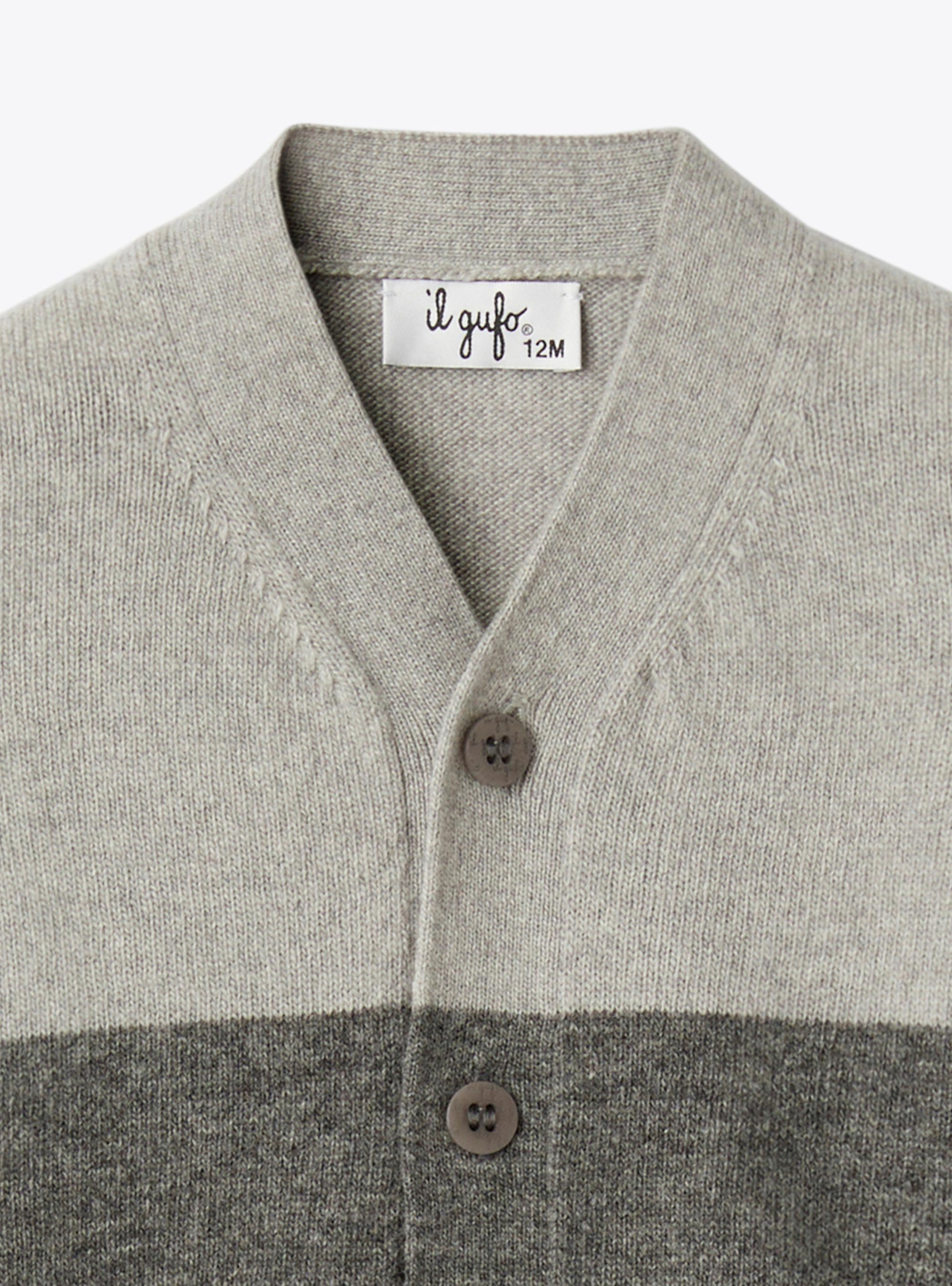 Color-Block-Cardigan - Grau | Il Gufo