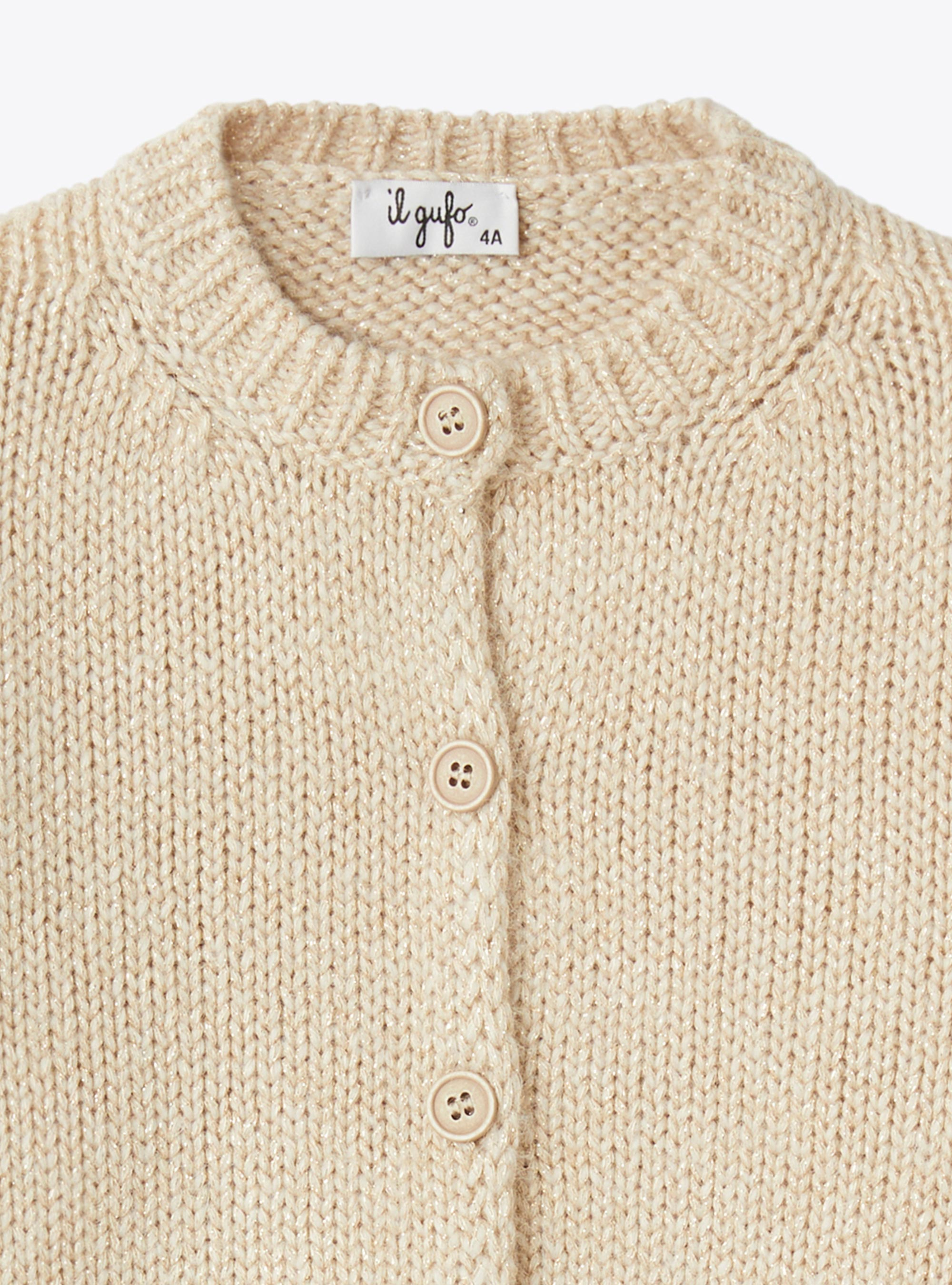 Cardigan col rond en fil de lurex - Blanc | Il Gufo