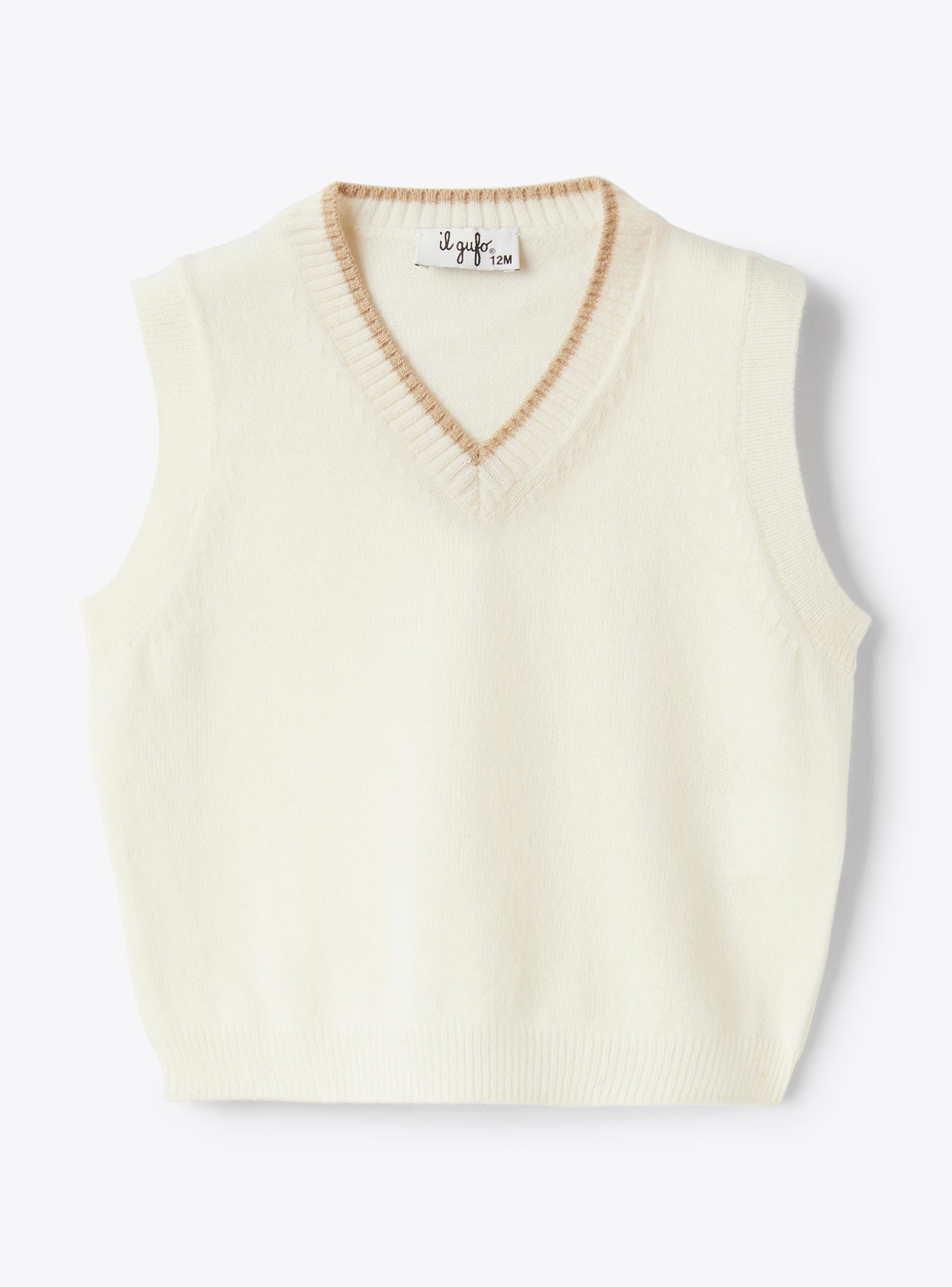 Extra fine merino wool vest - White | Il Gufo