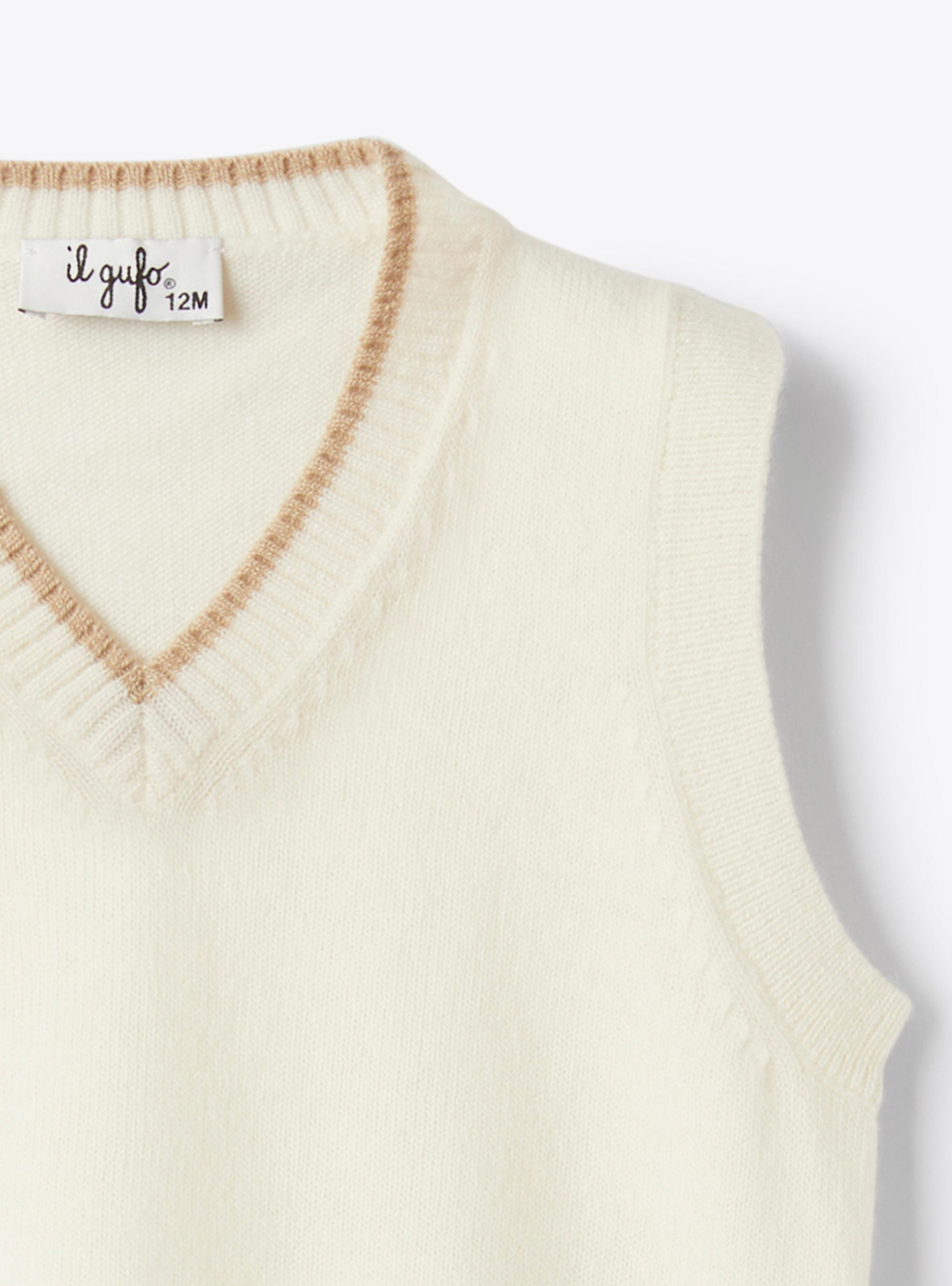 Extra fine merino wool vest - White | Il Gufo