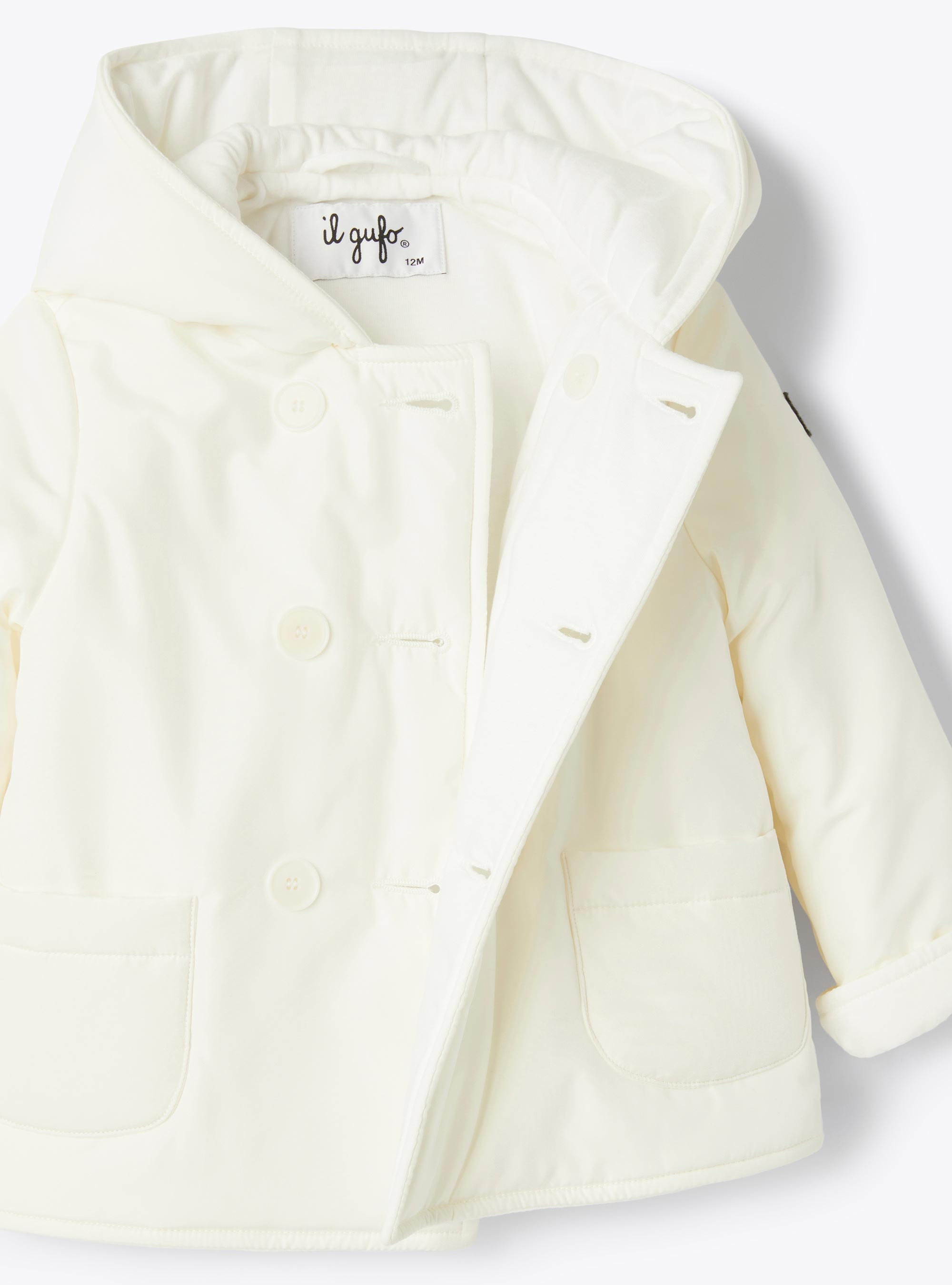 Microfiber double-breasted jacket - White | Il Gufo