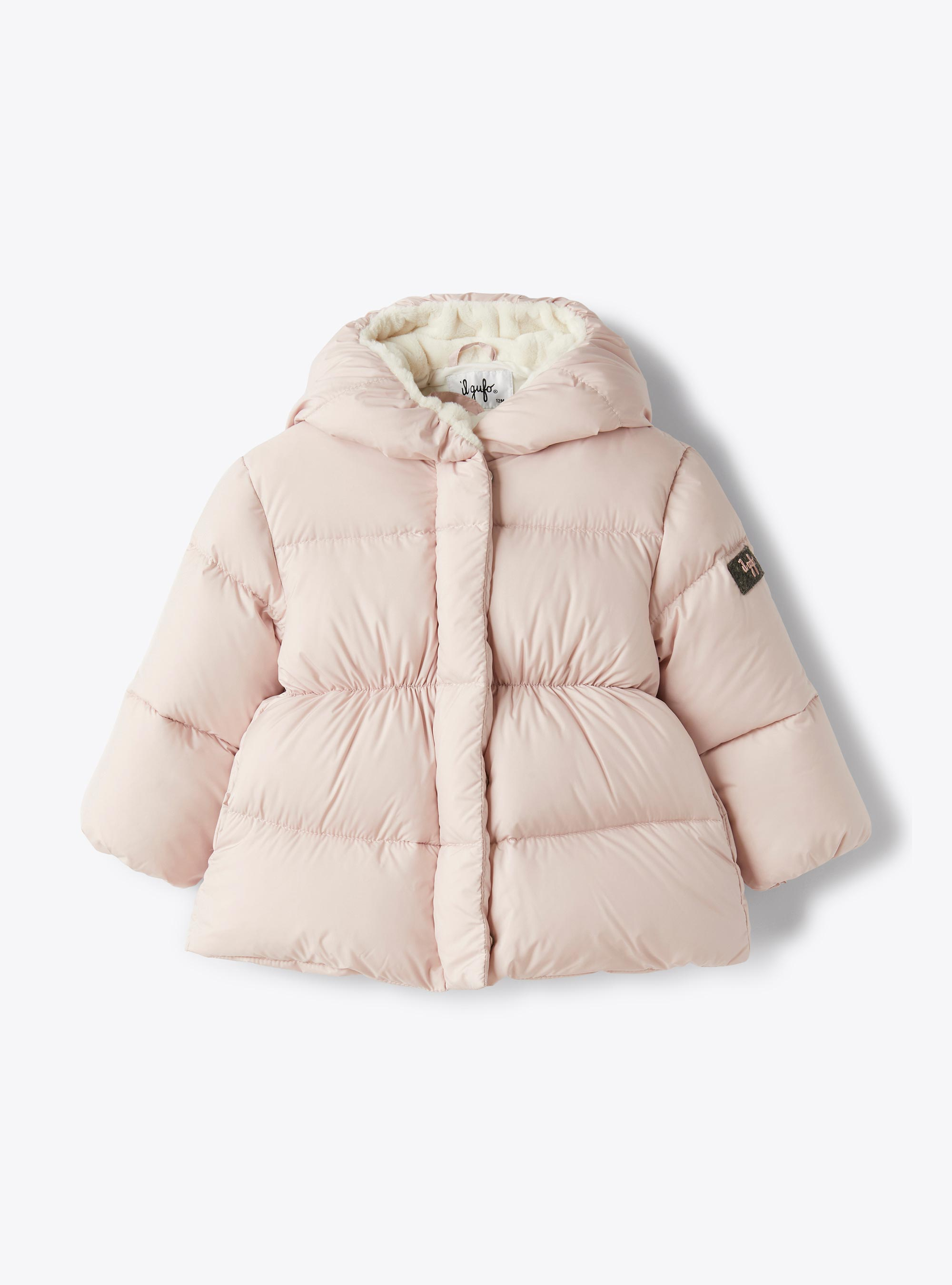 A-line jacket with eco-fur hood - Pink | Il Gufo