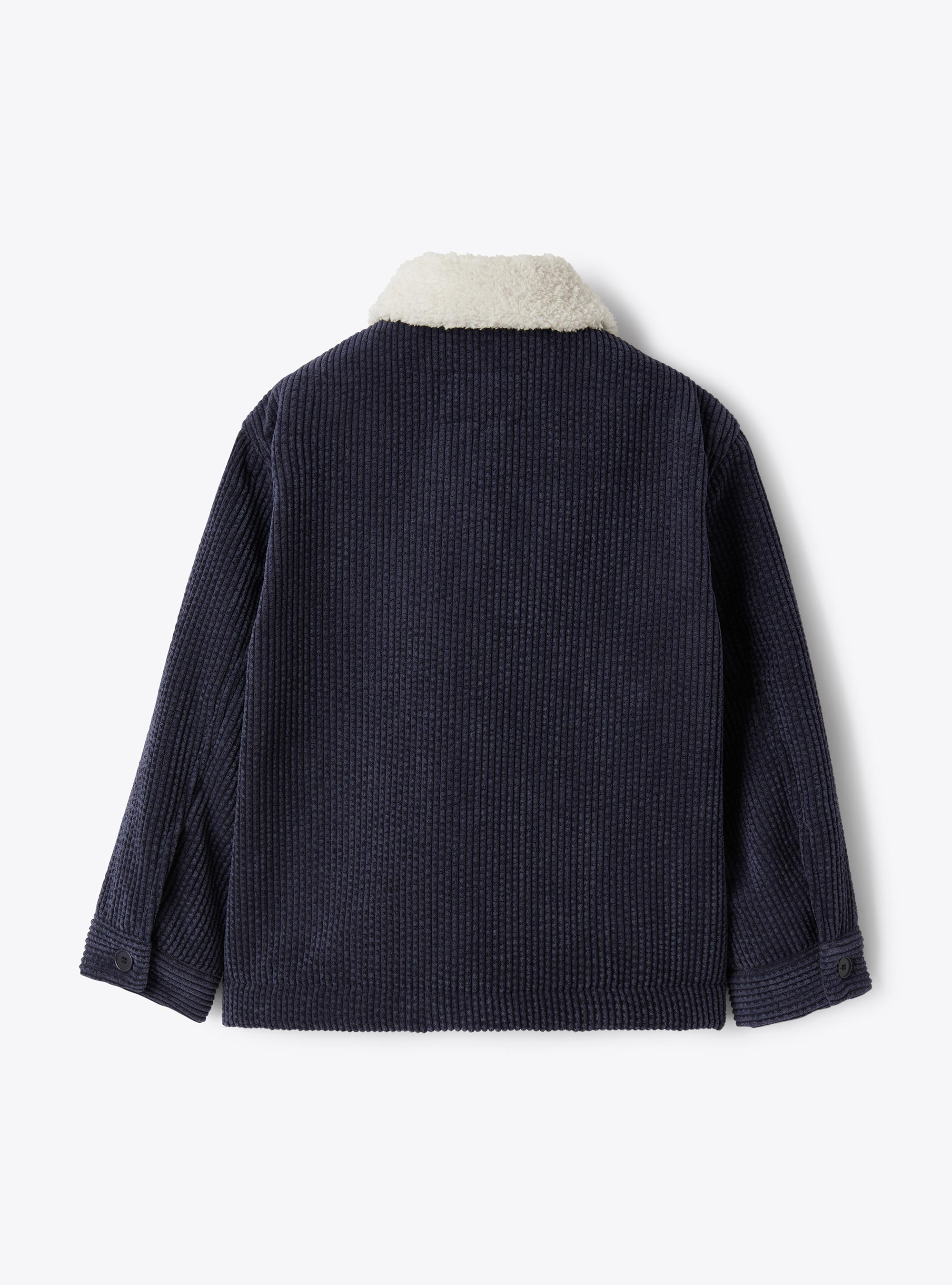 Velvet and curly fleece jacket - Blue | Il Gufo