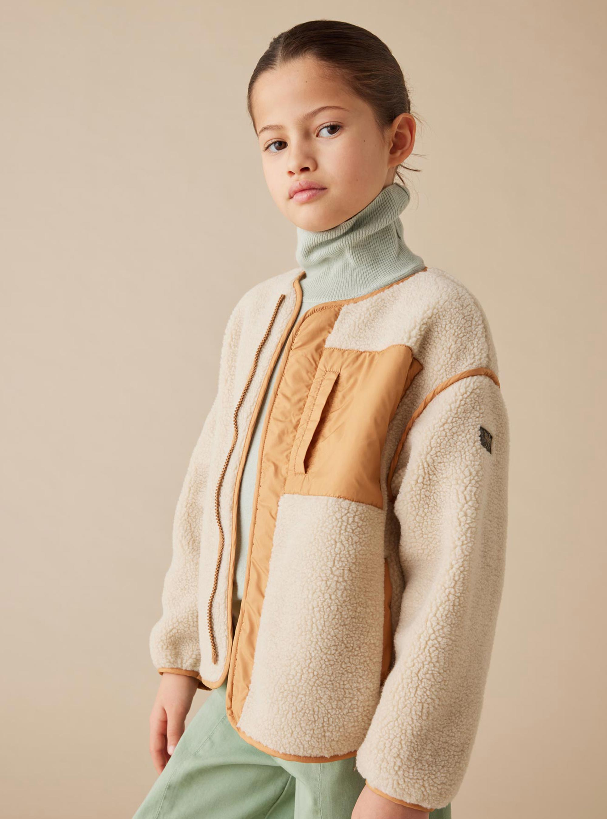 Curly fleece jacket with pocket - Brown | Il Gufo