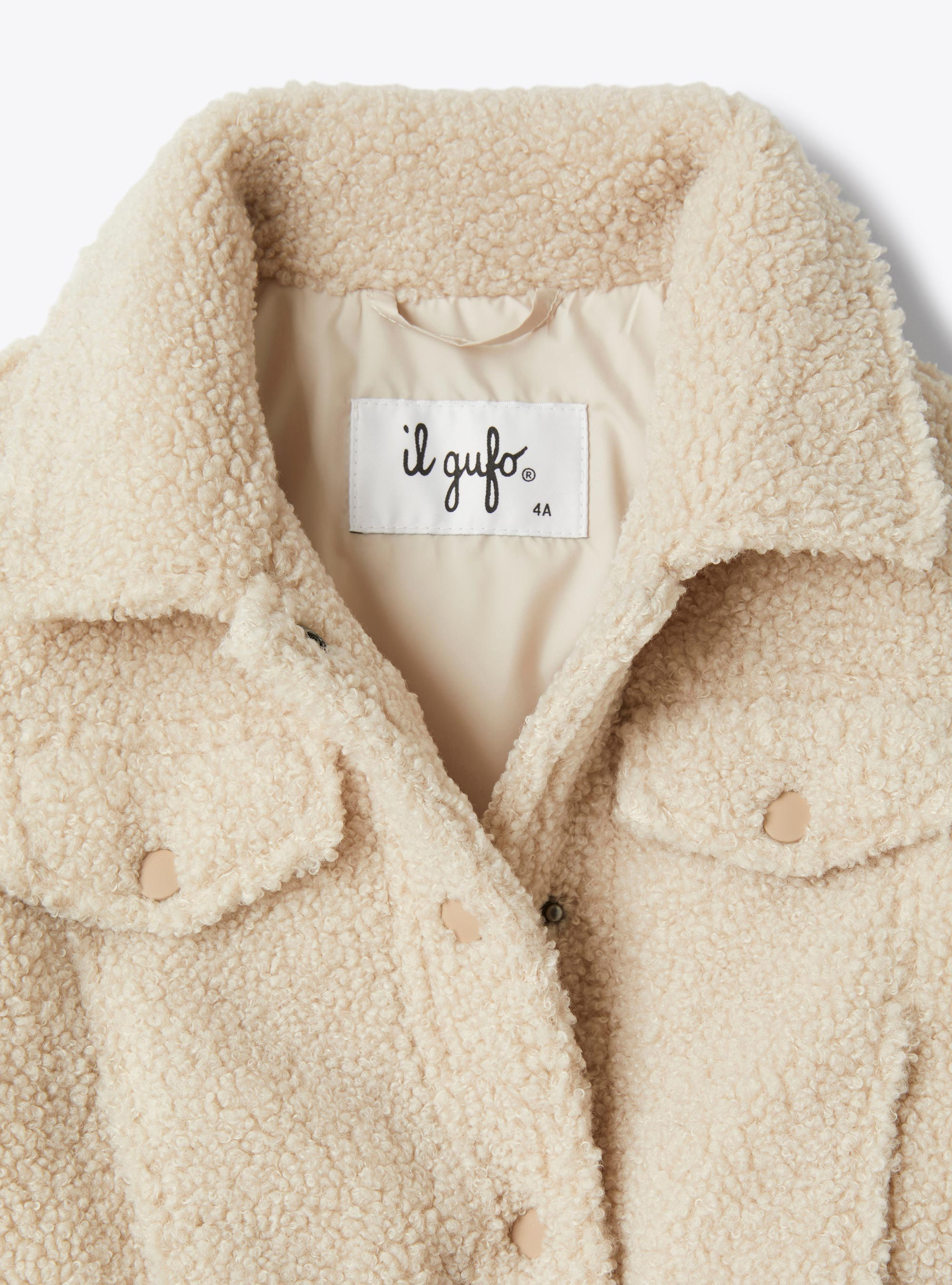 Boxy-Jacke aus Teddyplüsch - Beige | Il Gufo