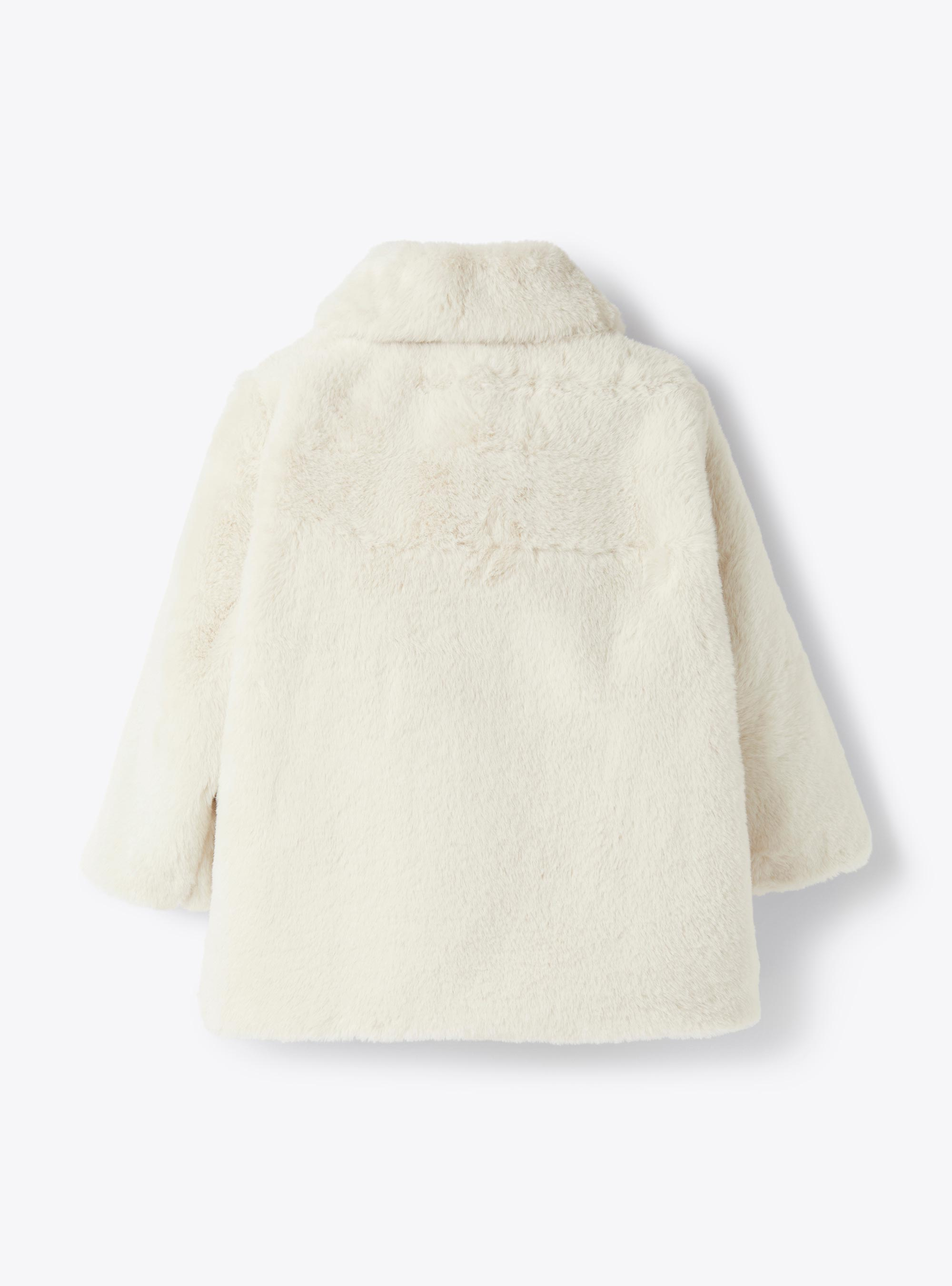 Long design eco-fur coat - White | Il Gufo