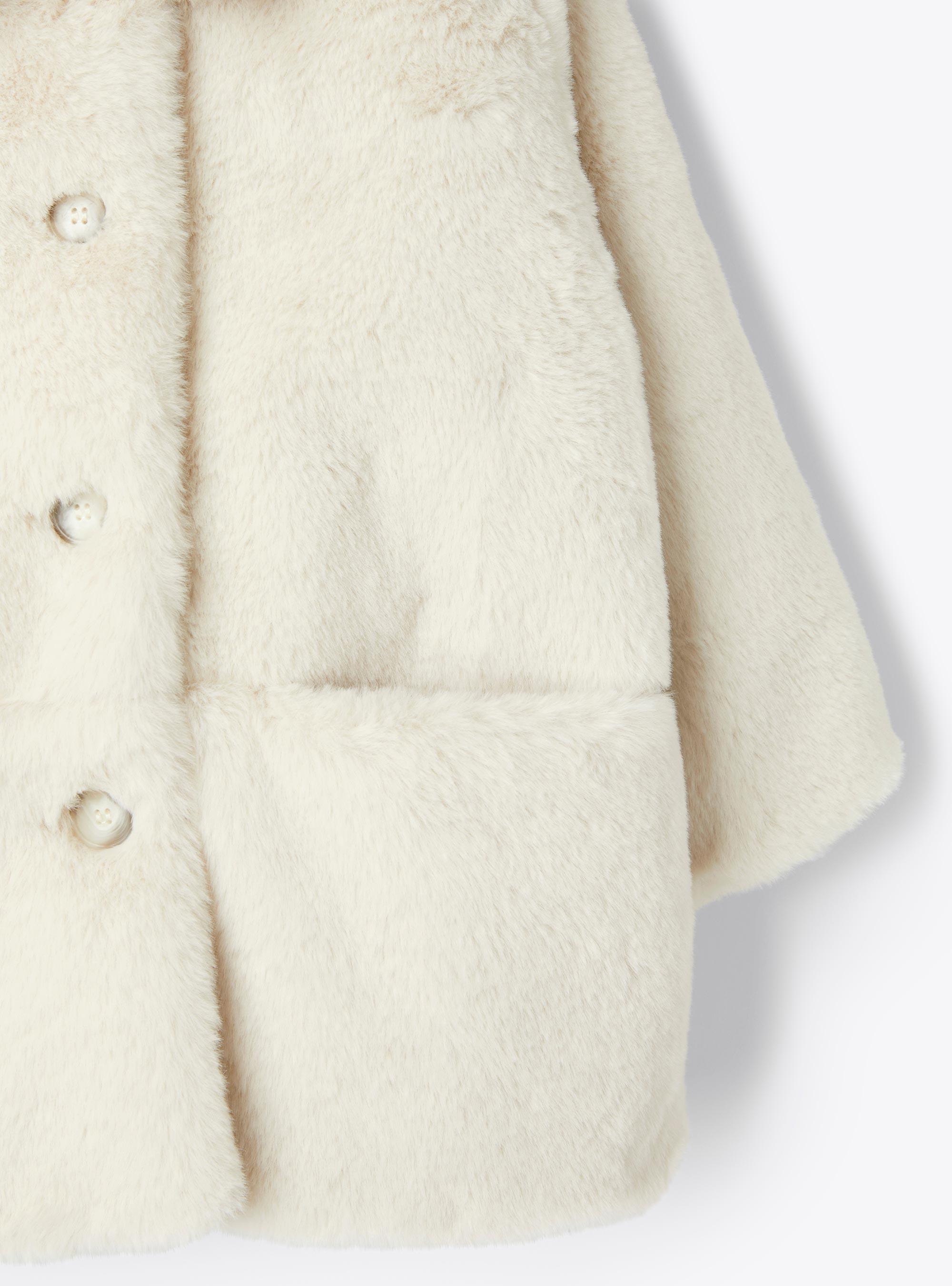 Long design eco-fur coat - White | Il Gufo