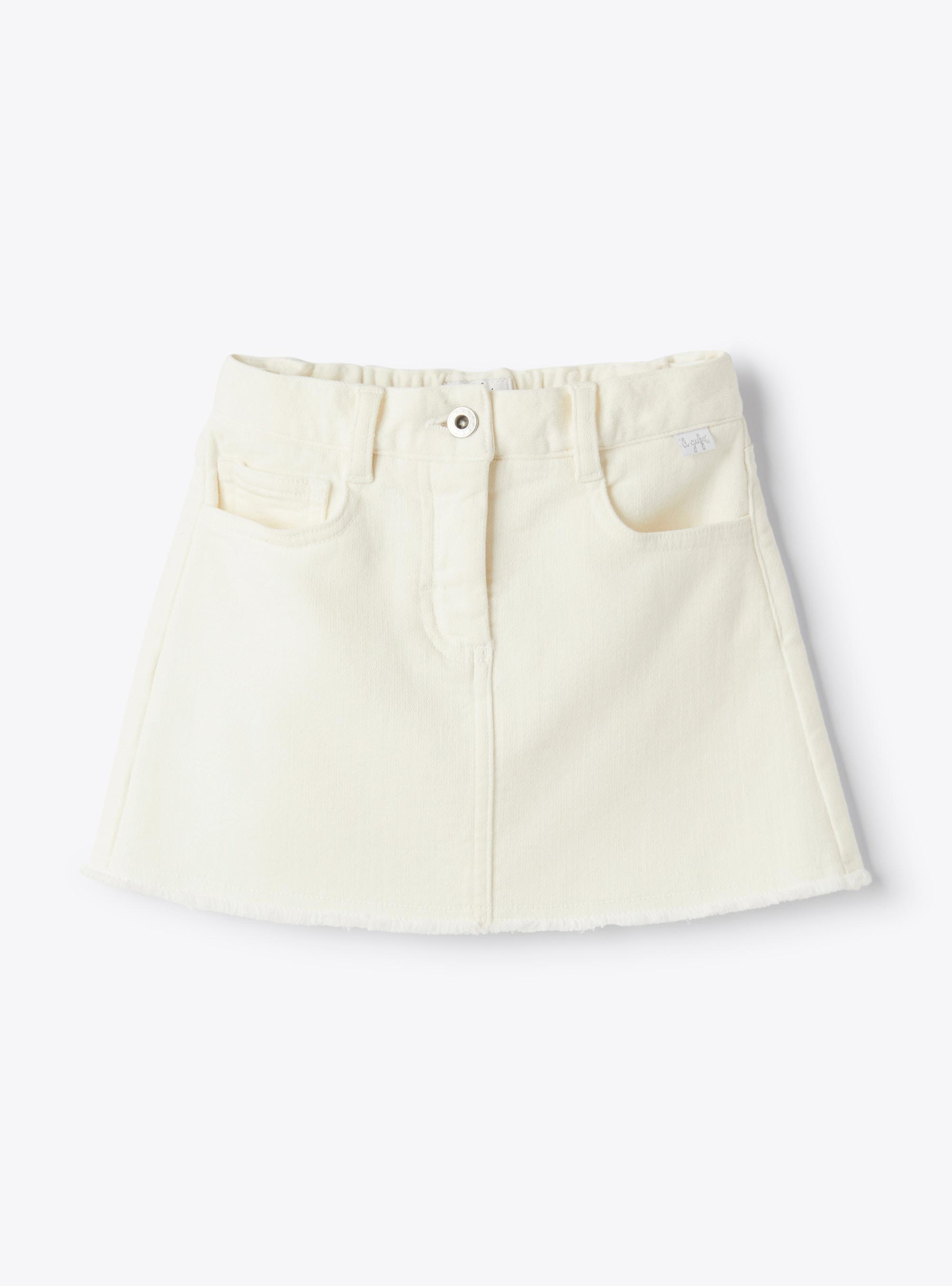 Frayed denim skirt - Beige | Il Gufo