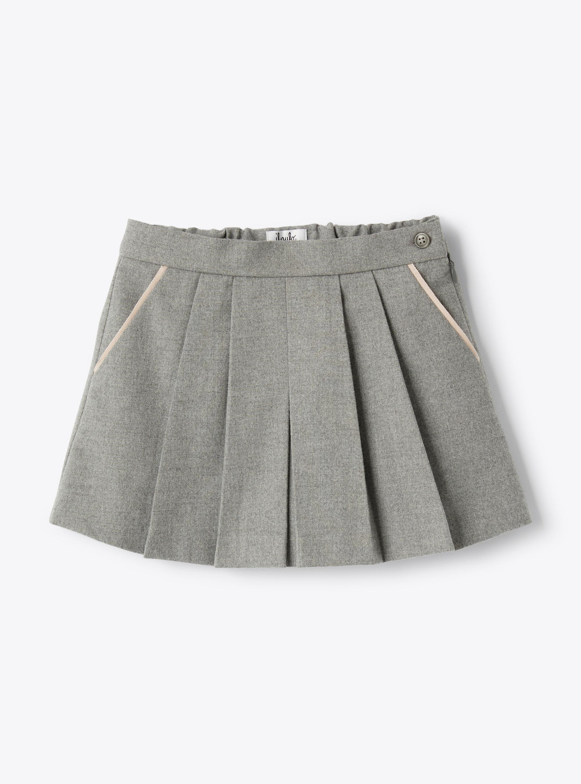 Pleated skirt with tucks - Grey | Il Gufo