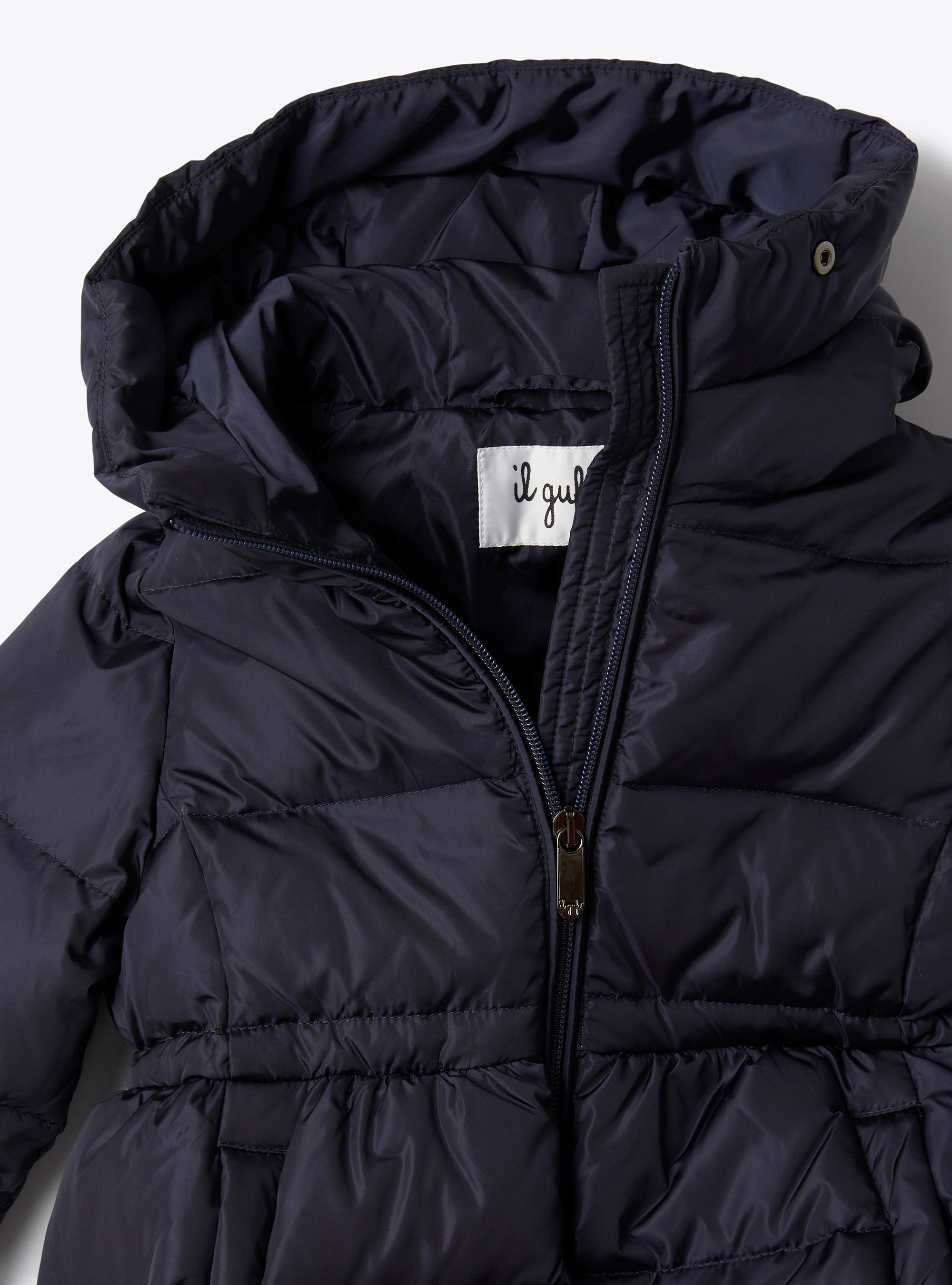 Long down jacket with hood - Blue | Il Gufo