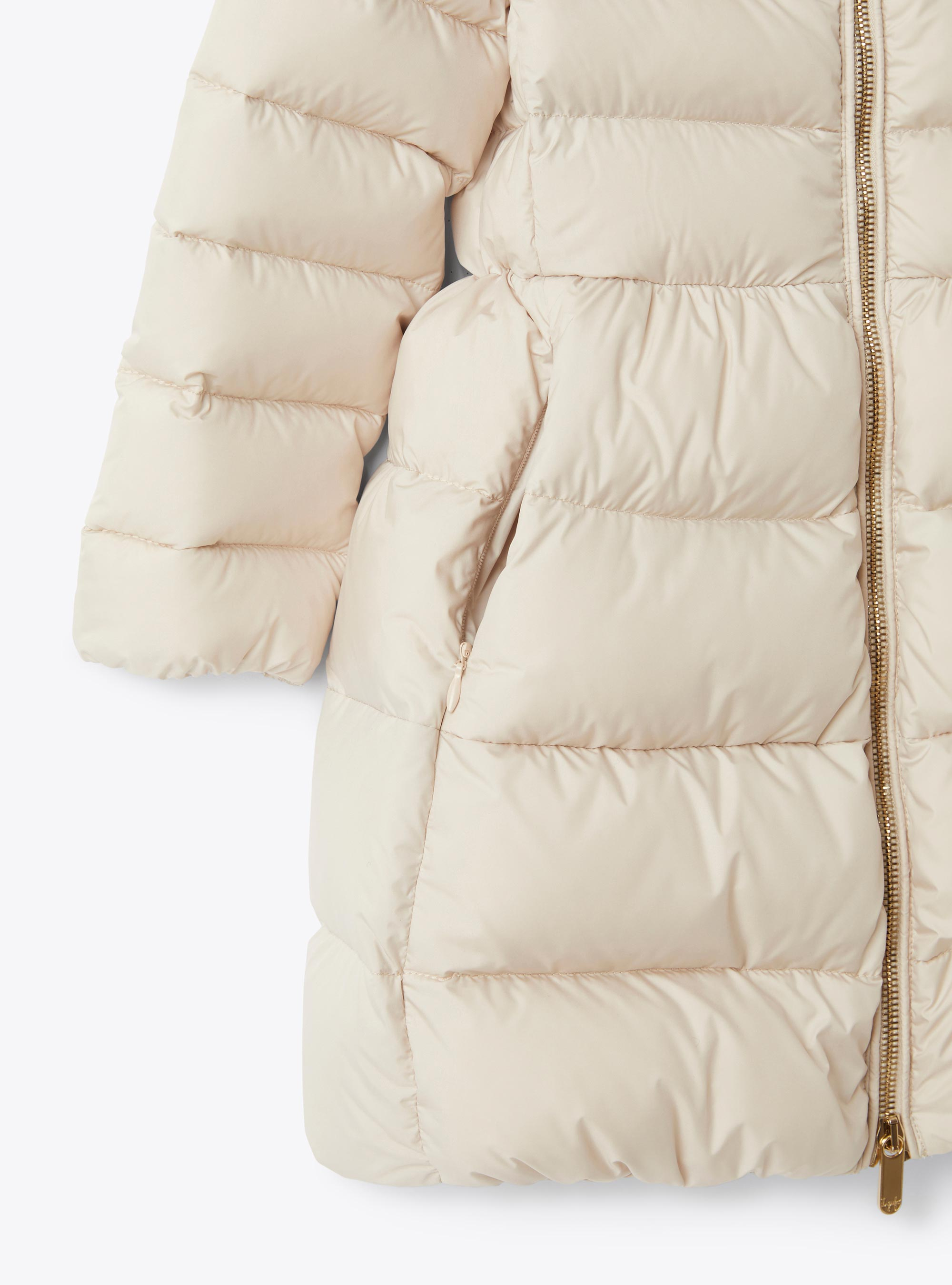 Flared down jacket with hood - Beige | Il Gufo