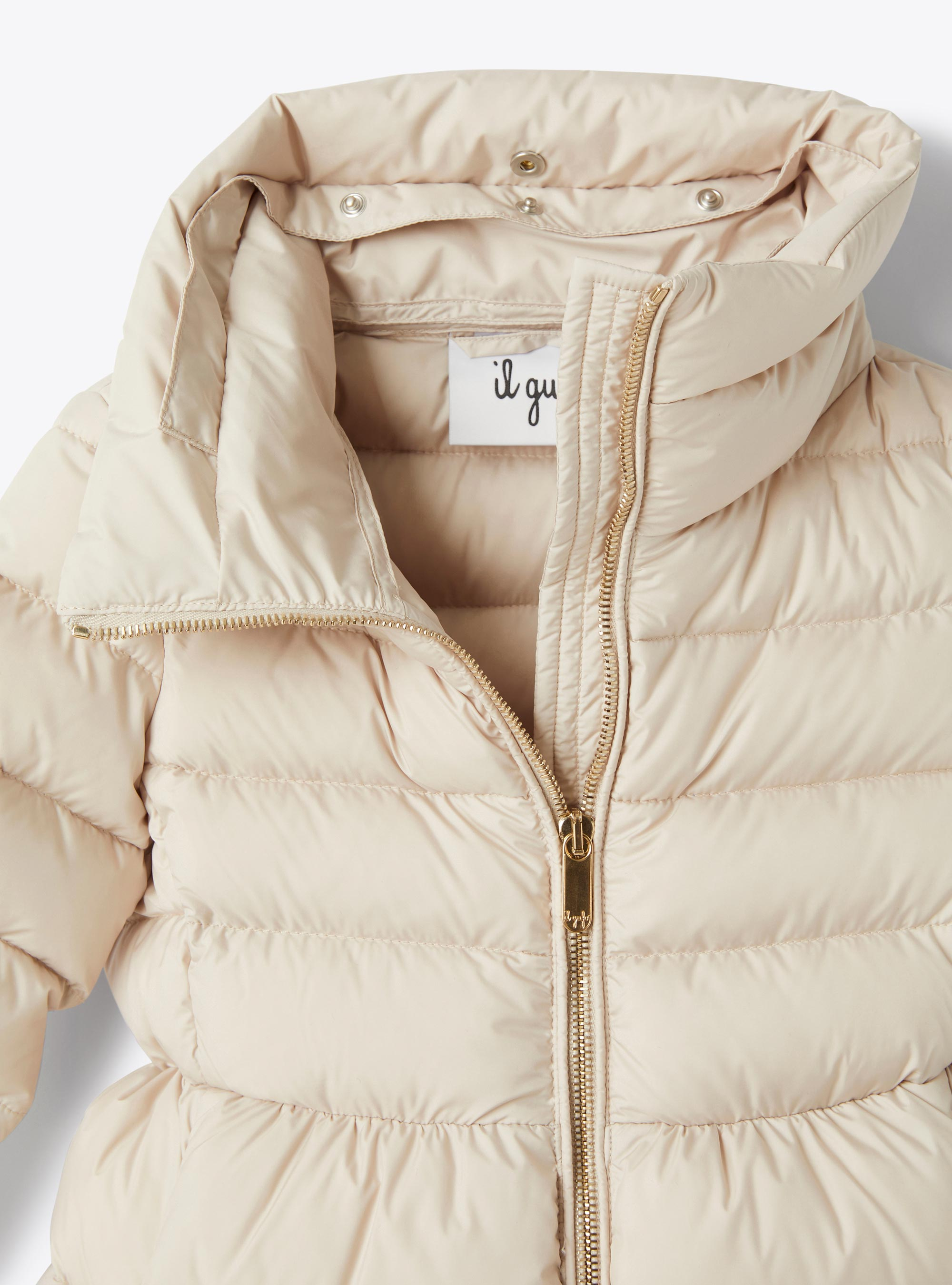 Flared down jacket with hood - Beige | Il Gufo