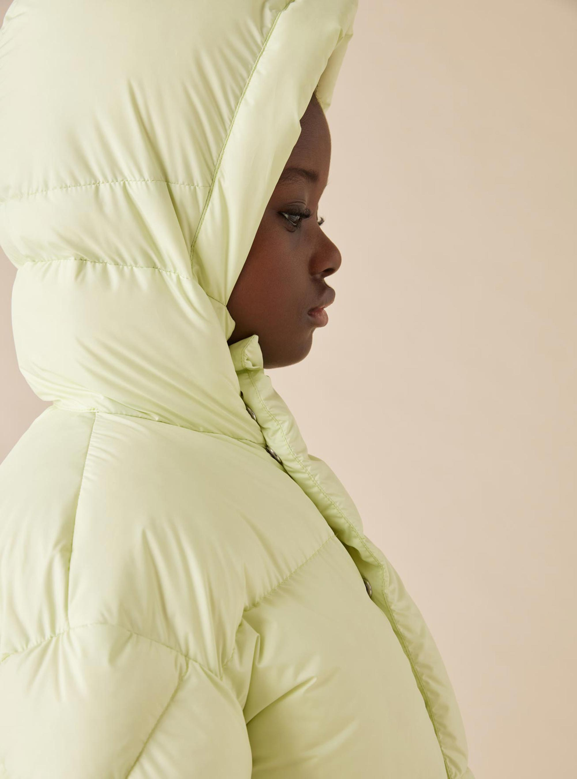 Long hooded down jacket - Yellow | Il Gufo