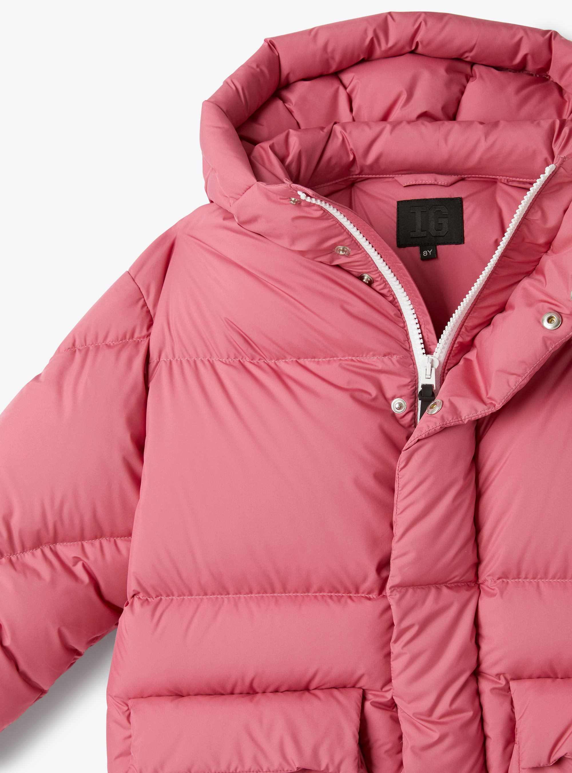 Long hooded down jacket - Pink | Il Gufo