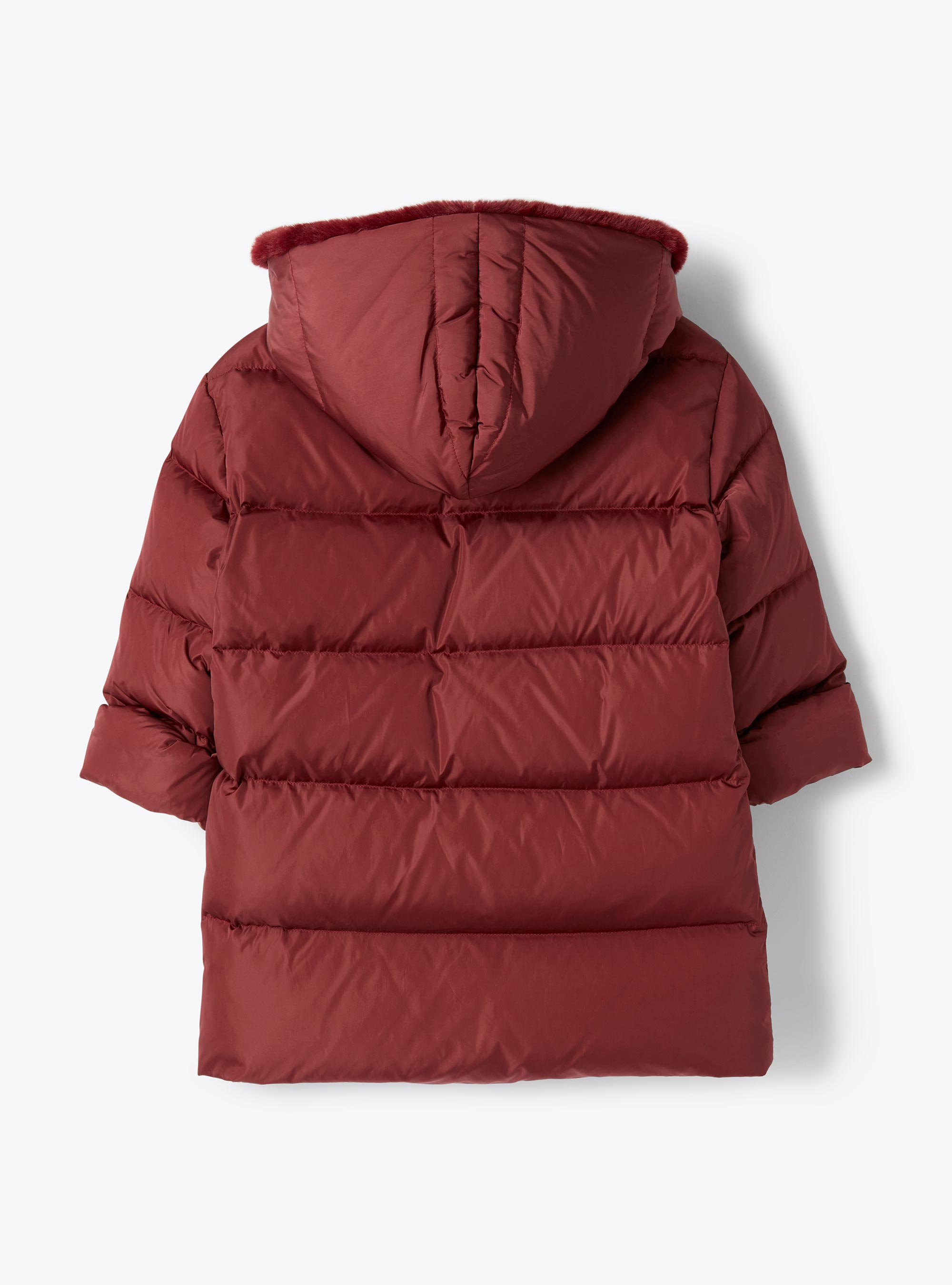 Down jacket with eco-fur inserts - Red | Il Gufo